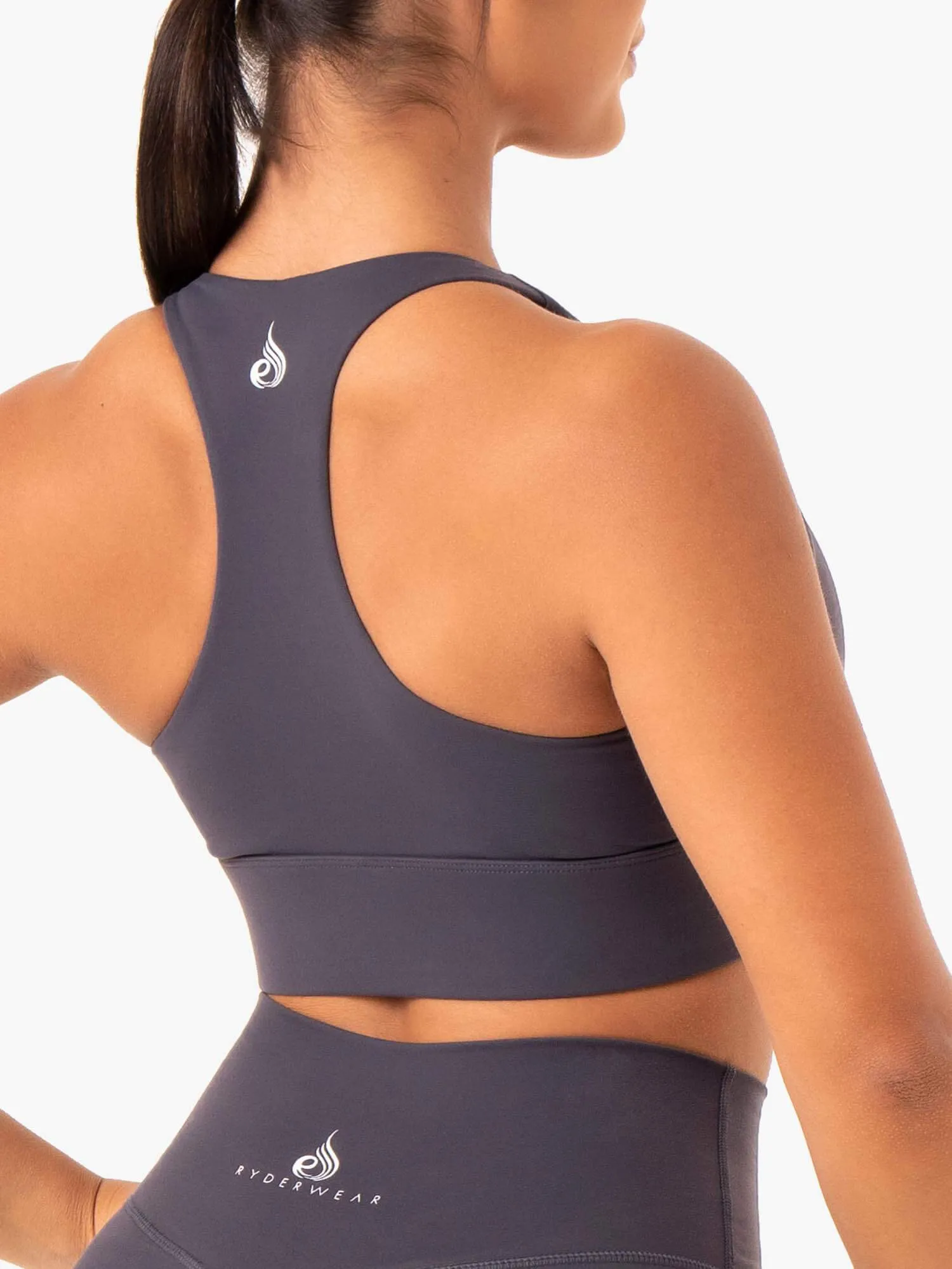 Base Racer Back Sports Bra - Charcoal Dynamic Fit