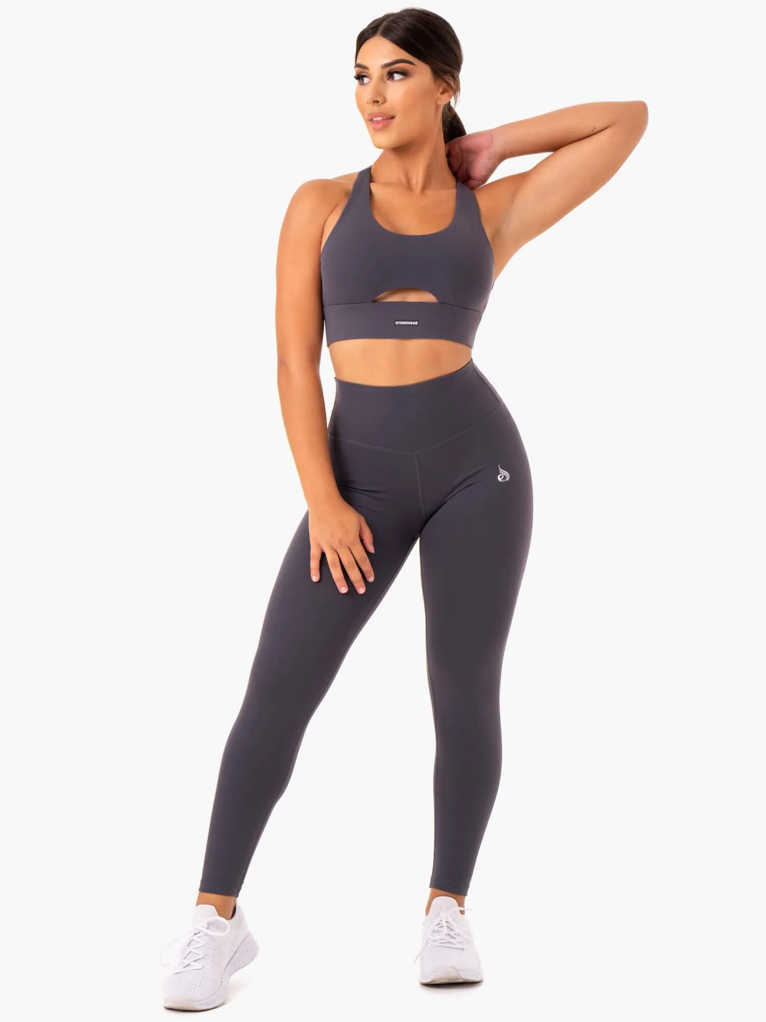 Base Racer Back Sports Bra - Charcoal Lasting Wear