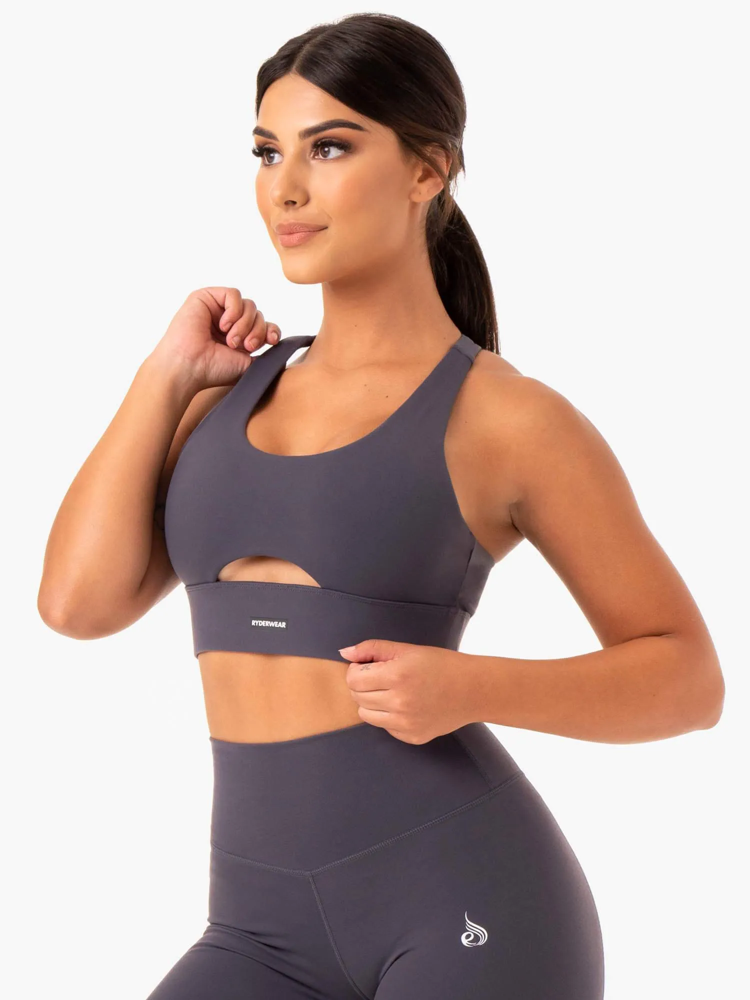 Base Racer Back Sports Bra - Charcoal Style Variety