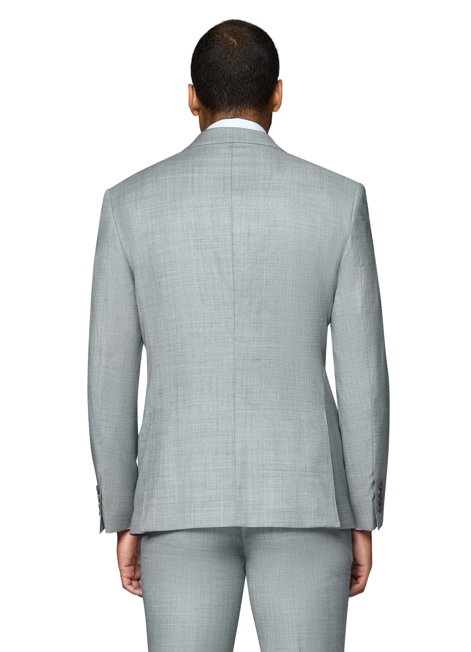 Bergamo Elegant 10015-210 Sharkskin Wool Suit - Grey smart casual