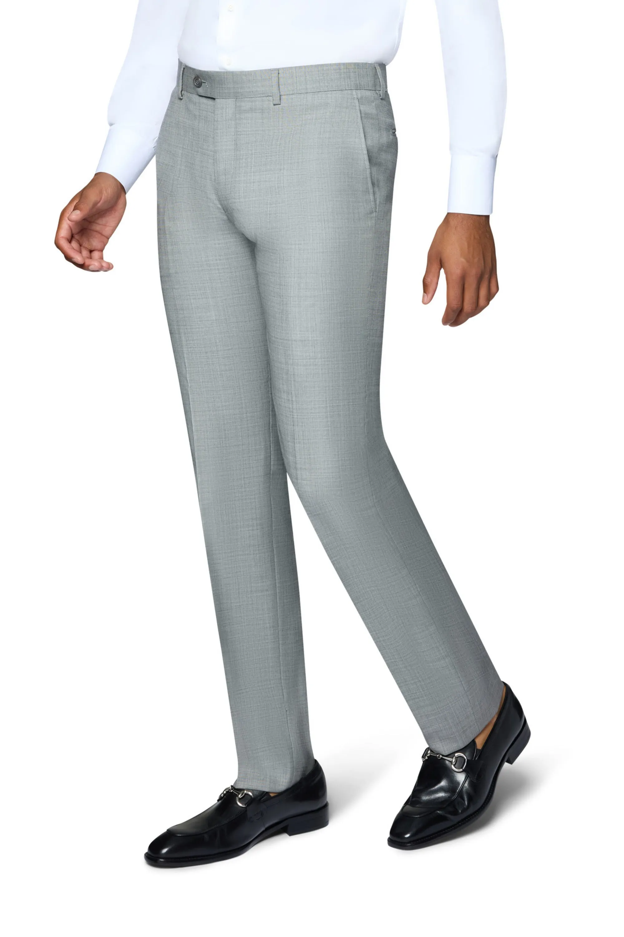 Bergamo Elegant 10015-210 Sharkskin Wool Suit - Grey evening ensemble