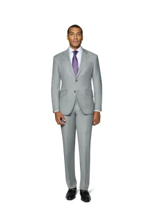 Bergamo Elegant 10015-210 Sharkskin Wool Suit - Grey official wear