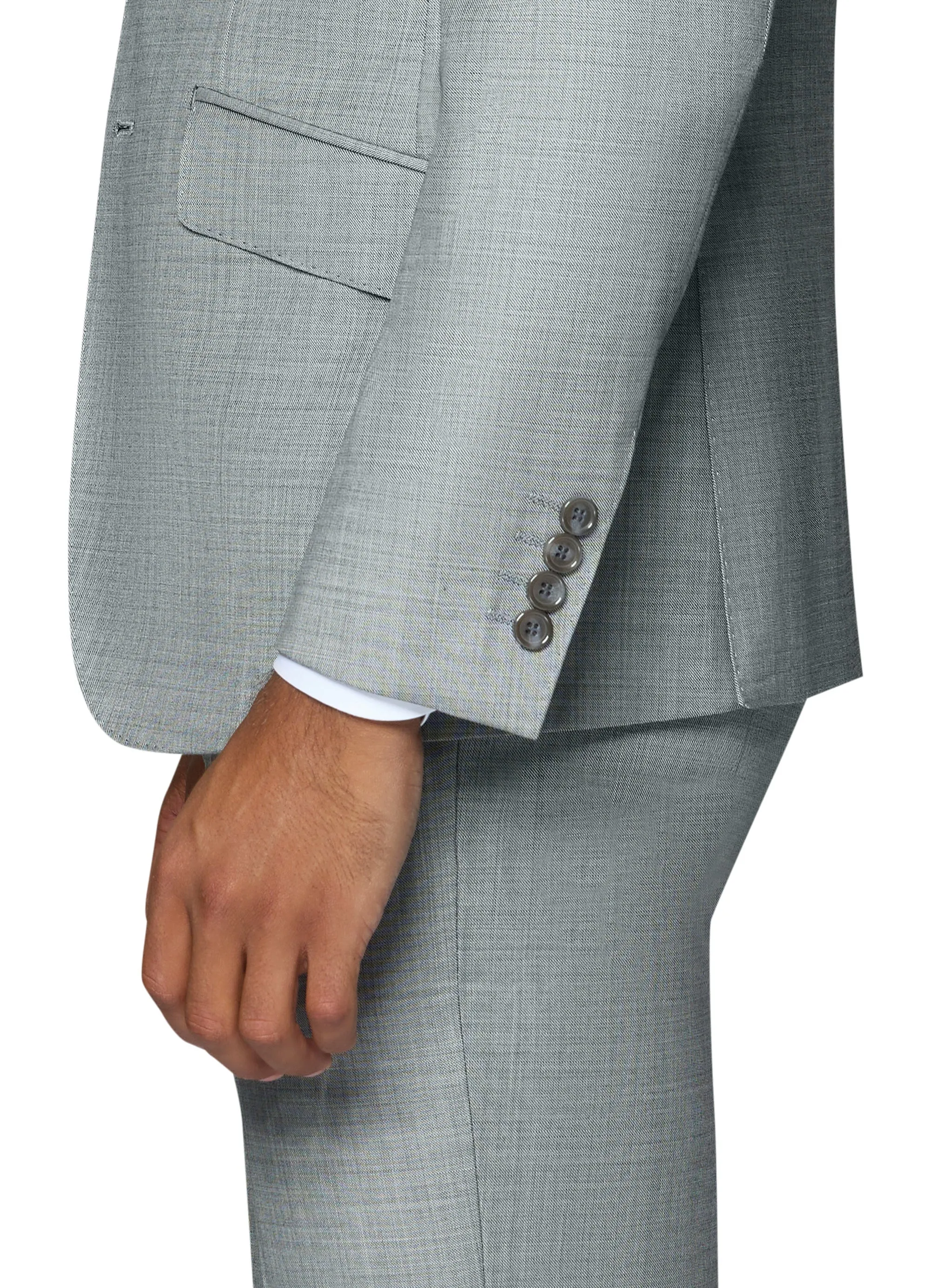 Bergamo Elegant 10015-210 Sharkskin Wool Suit - Grey tailored clothing
