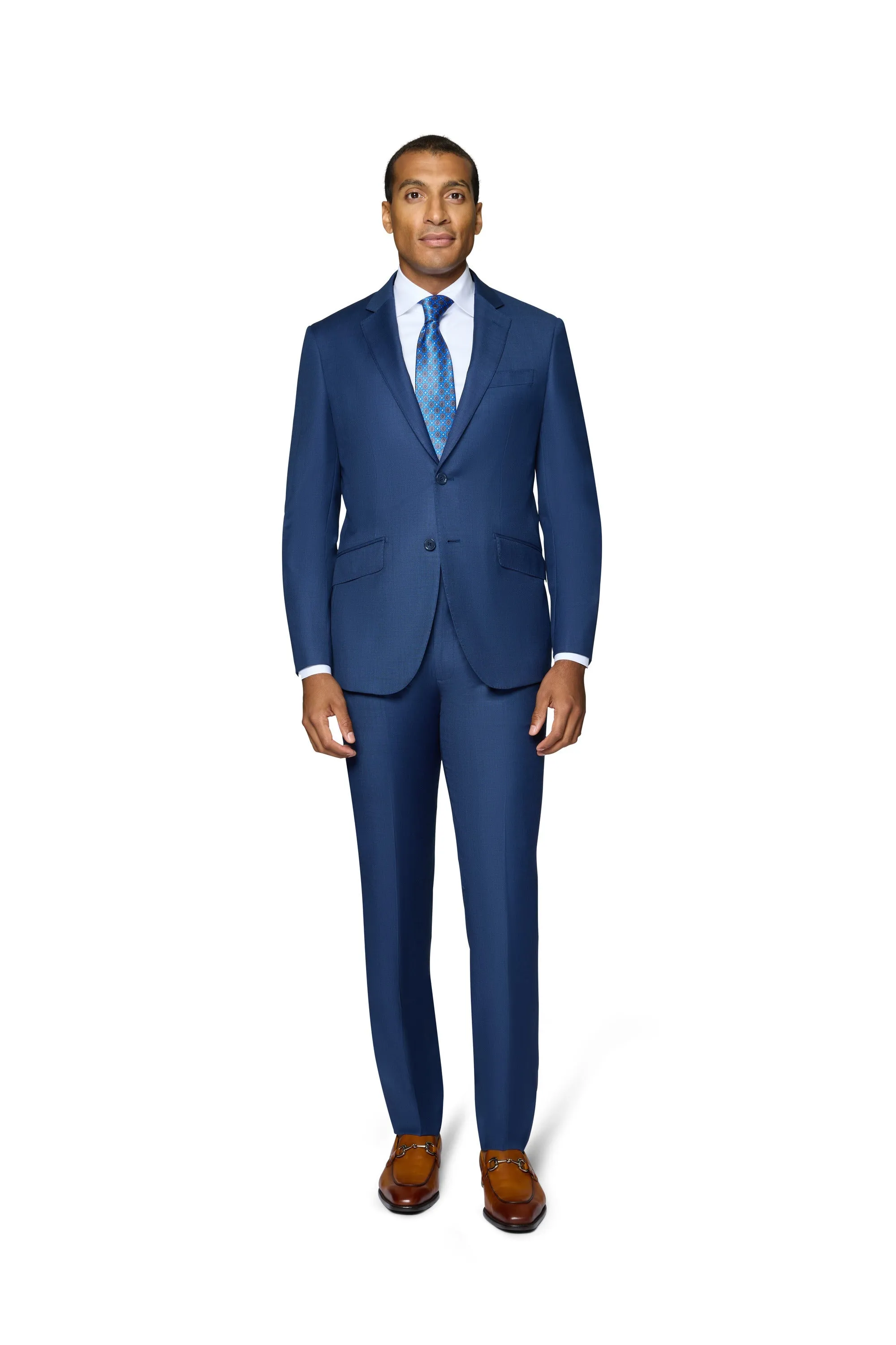 Bergamo Elegant 10015-210 Sharkskin Wool Suit - New Blue trendy suit