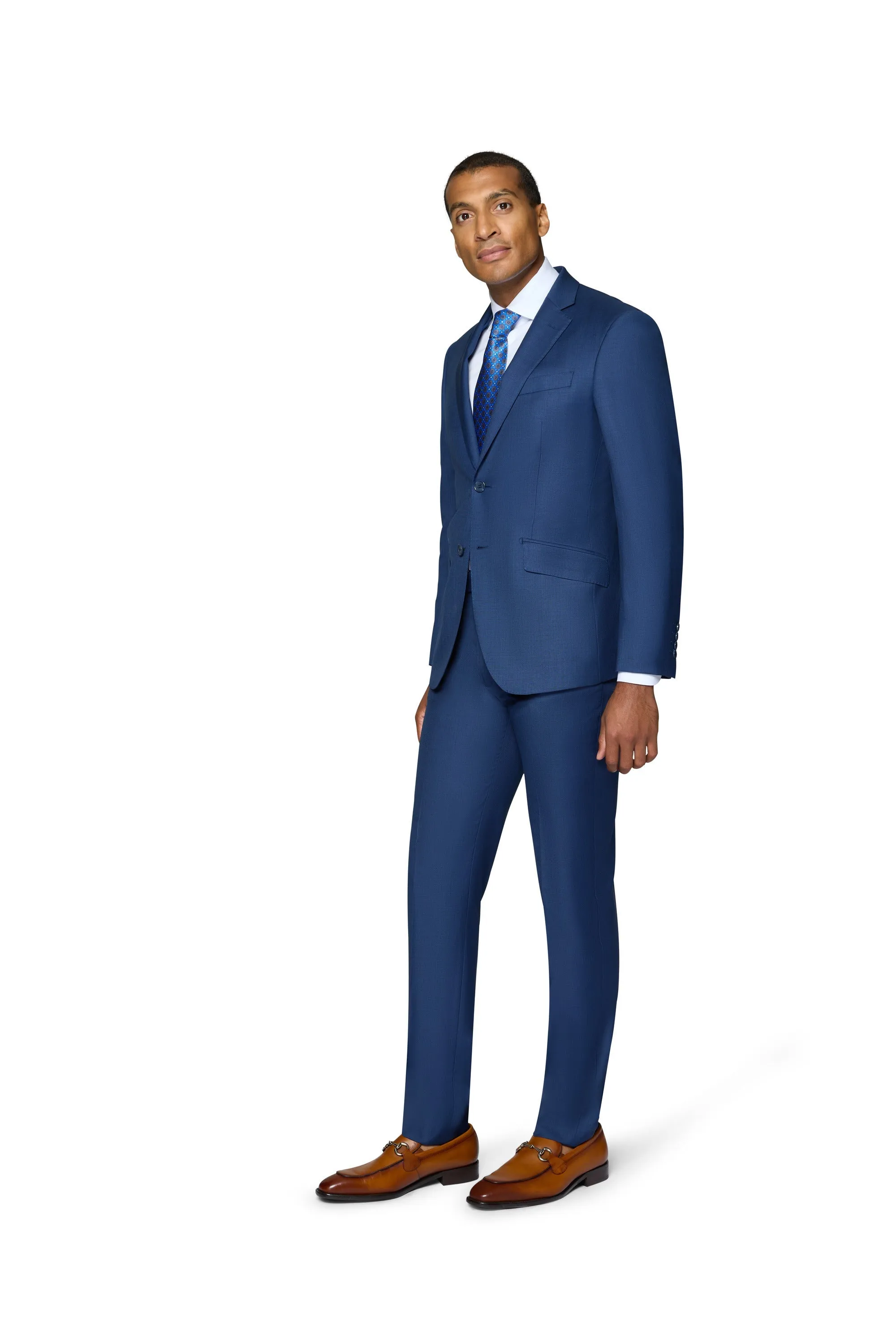Bergamo Elegant 10015-210 Sharkskin Wool Suit - New Blue iconic outfit