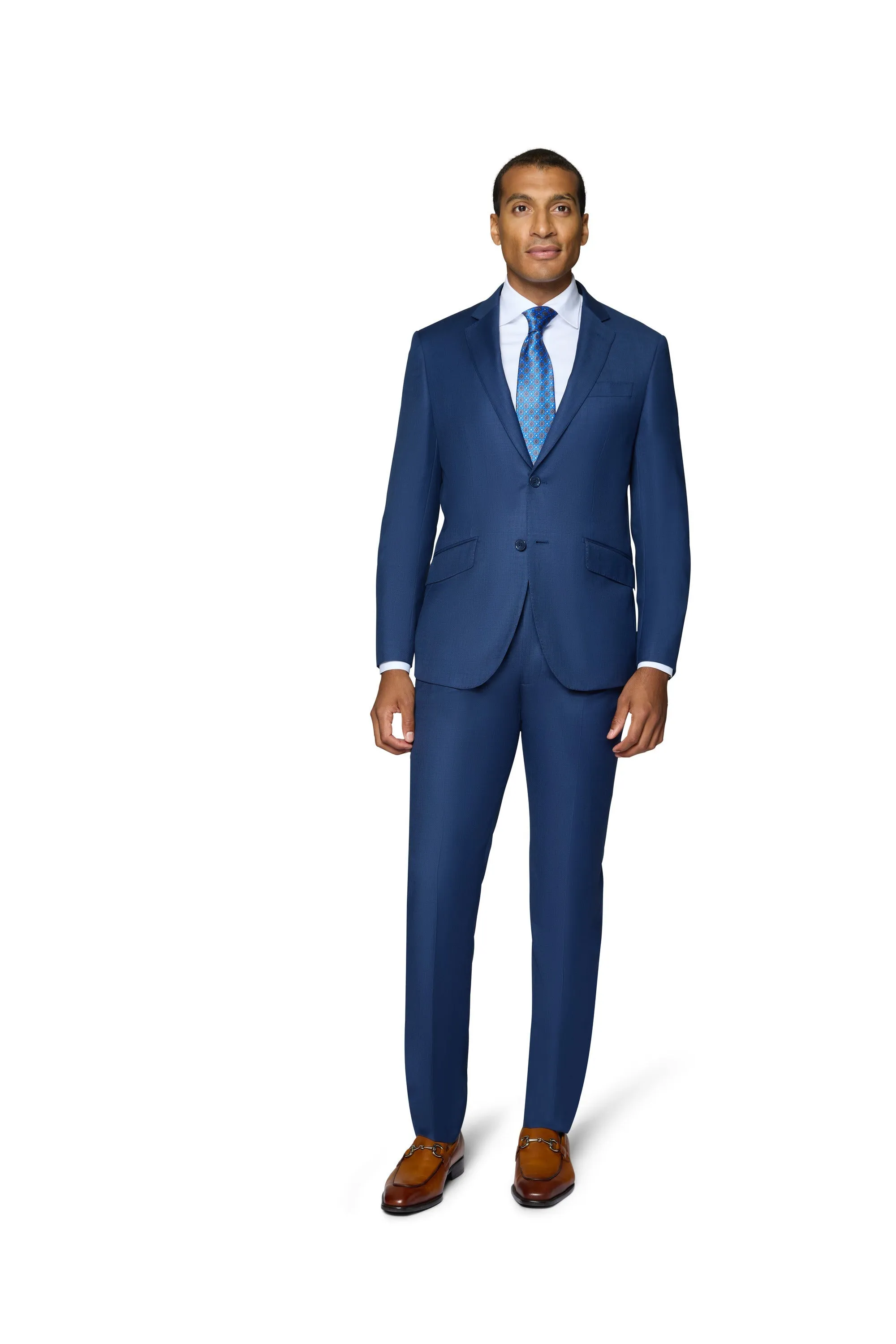 Bergamo Elegant 10015-210 Sharkskin Wool Suit - New Blue cultural attire
