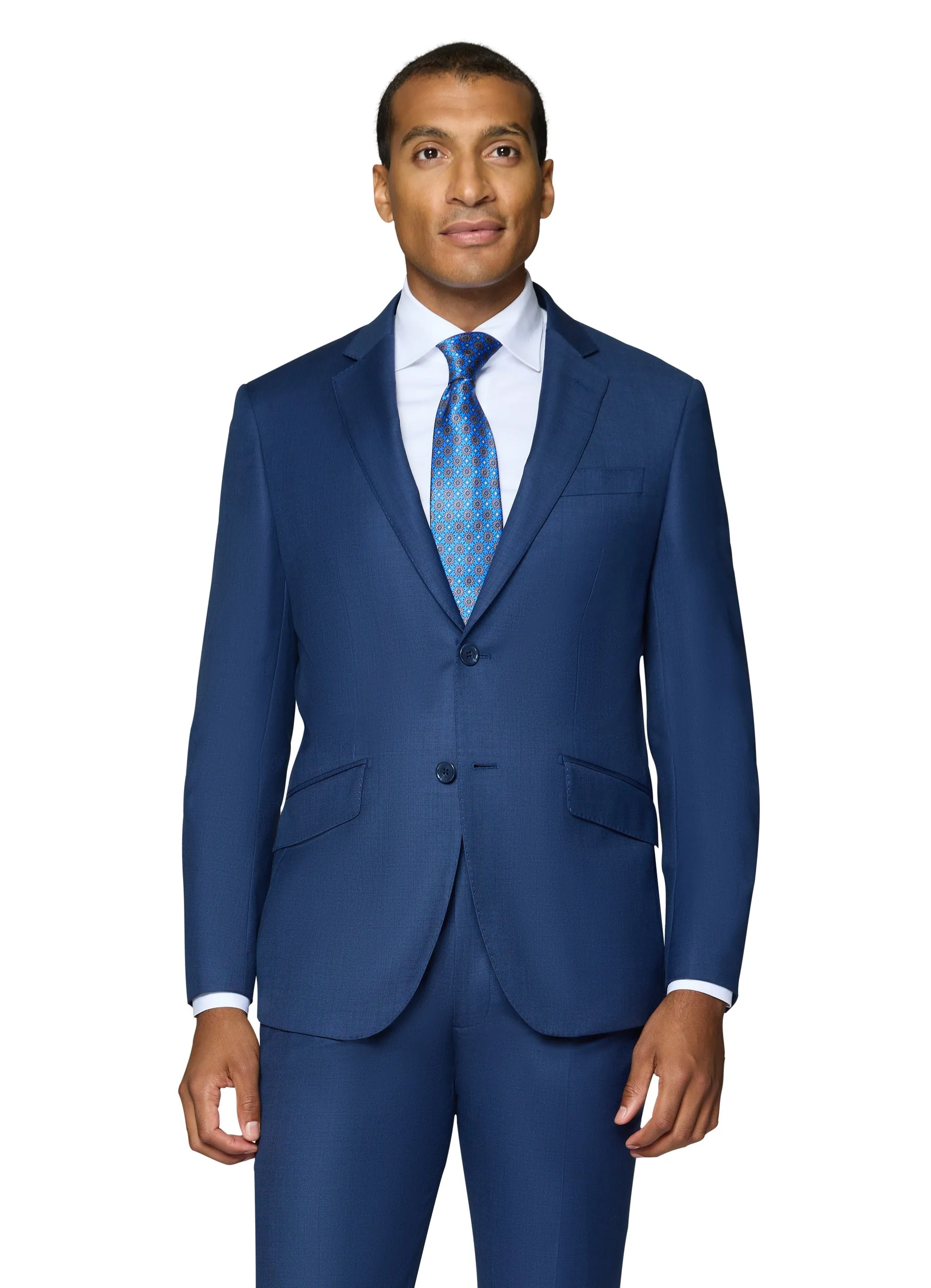Bergamo Elegant 10015-210 Sharkskin Wool Suit - New Blue elegant look