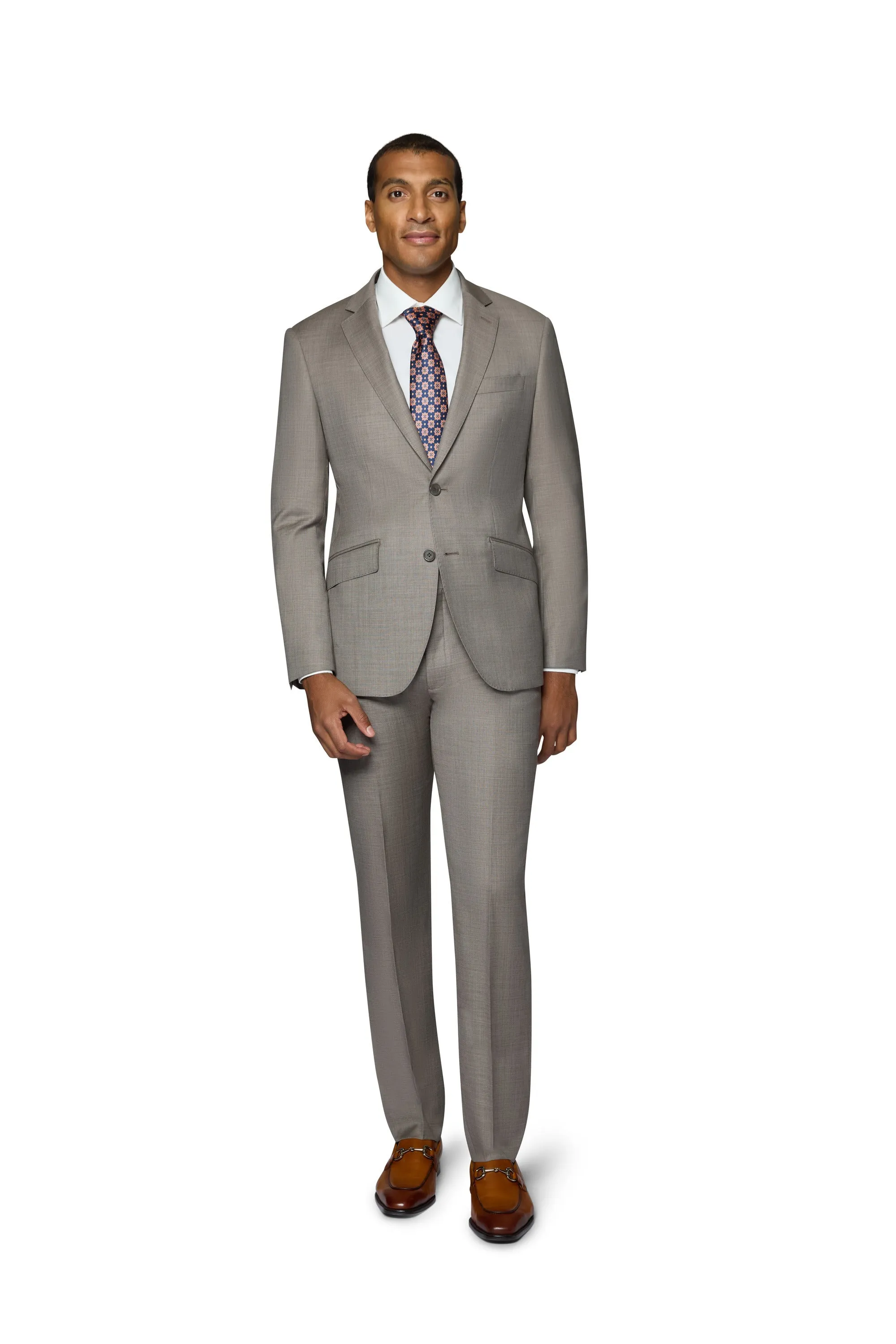 Bergamo Elegant 10015-210 Sharkskin Wool Suit - Tan classic design outfit
