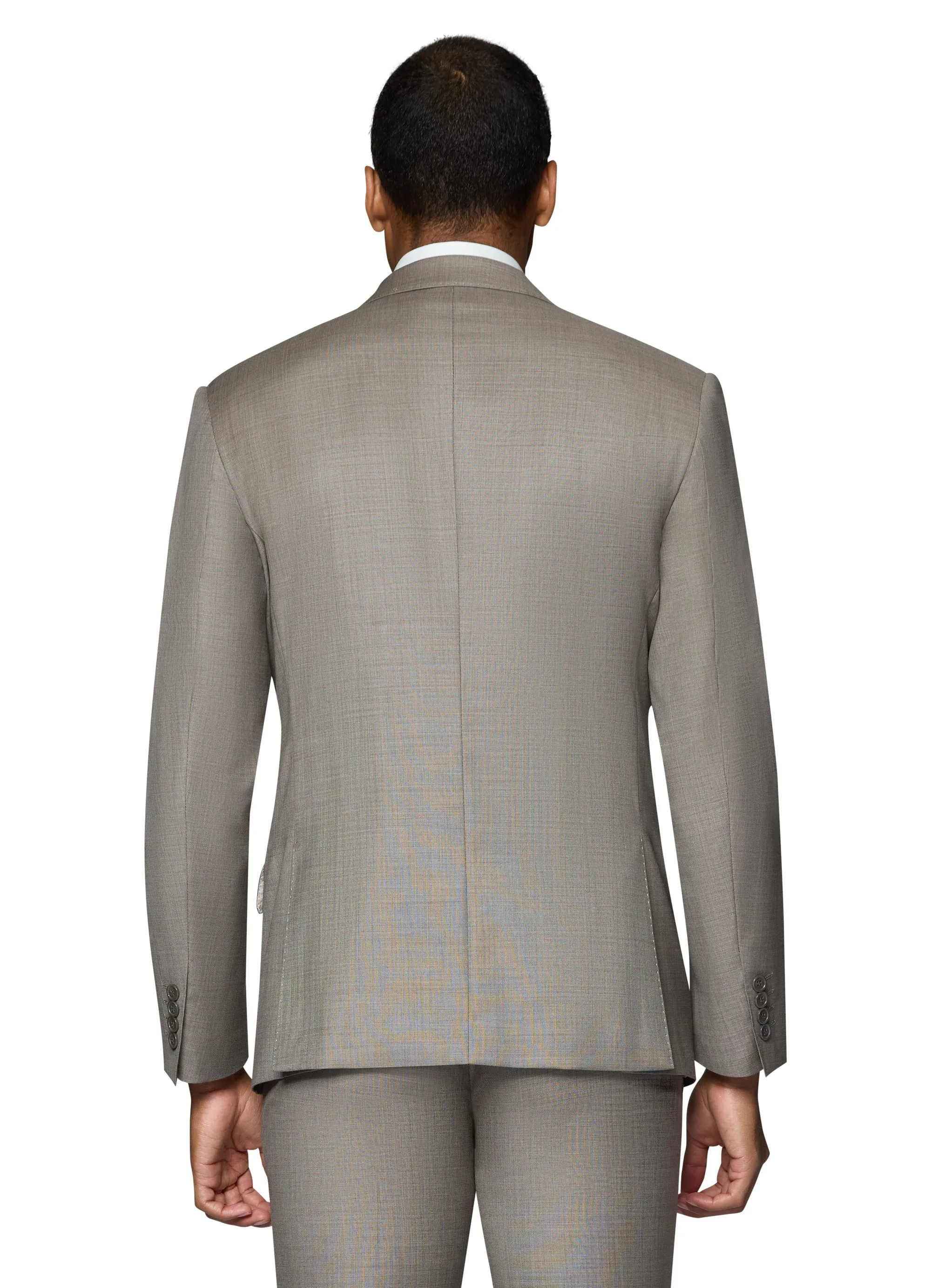 Bergamo Elegant 10015-210 Sharkskin Wool Suit - Tan elegant wear