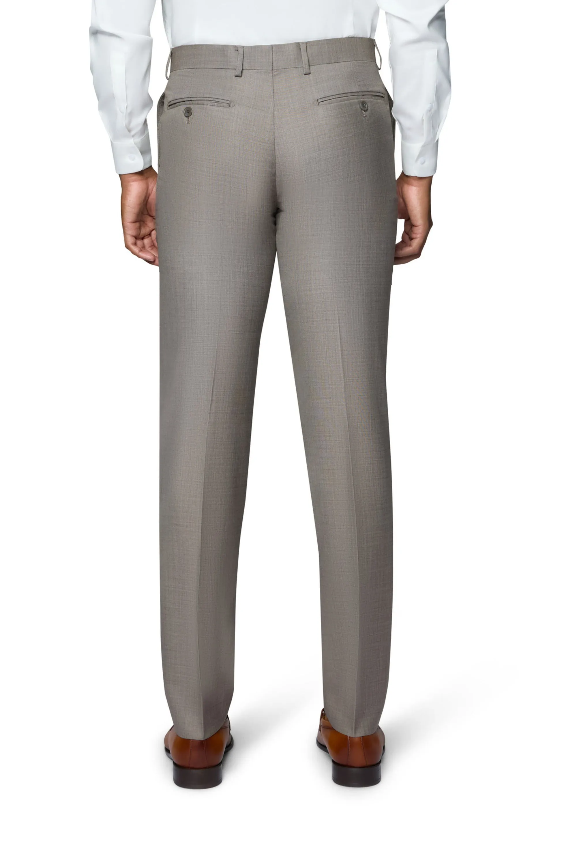 Bergamo Elegant 10015-210 Sharkskin Wool Suit - Tan traditional fashion
