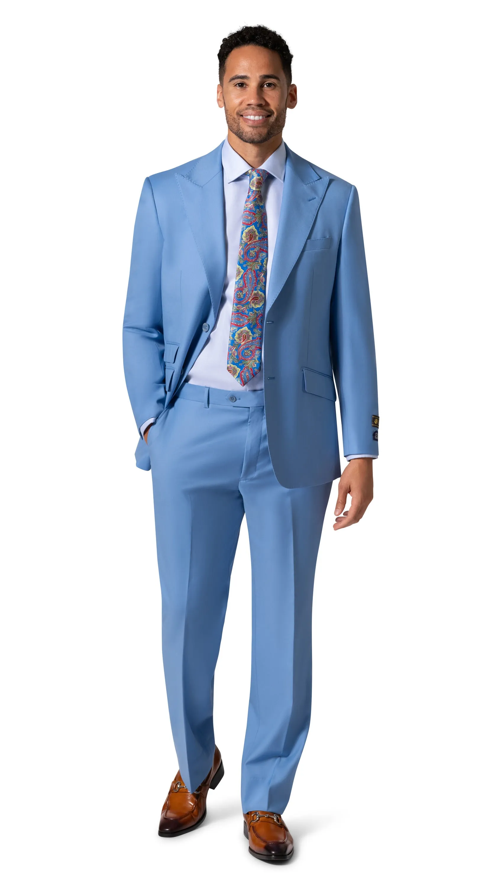 Bergamo Elegant - 10174.001 Wool Suit Modern Peak - Blue menswear collection