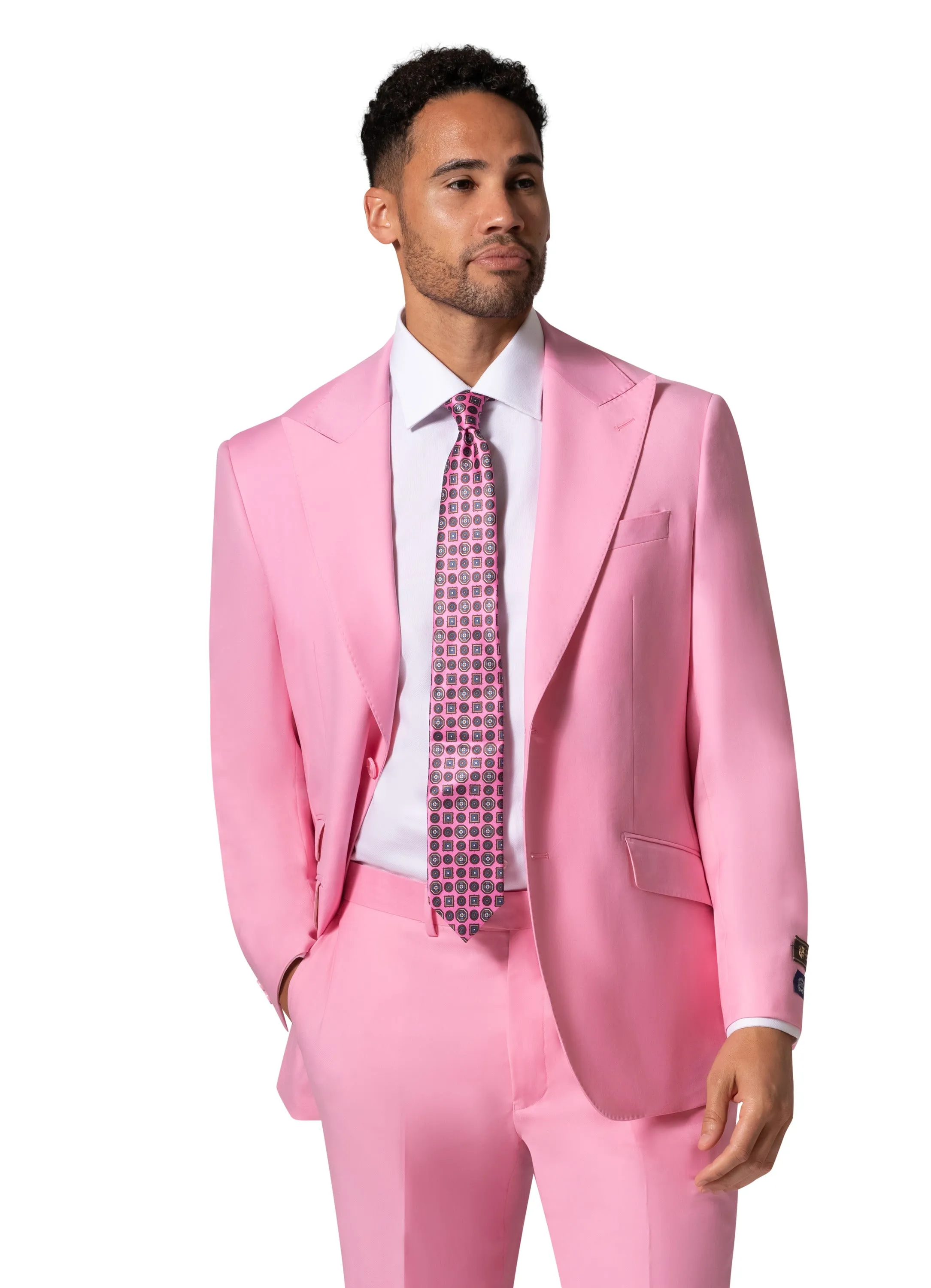 Bergamo Elegant - 10174.001 Wool Suit Modern Peak - Pink classic design