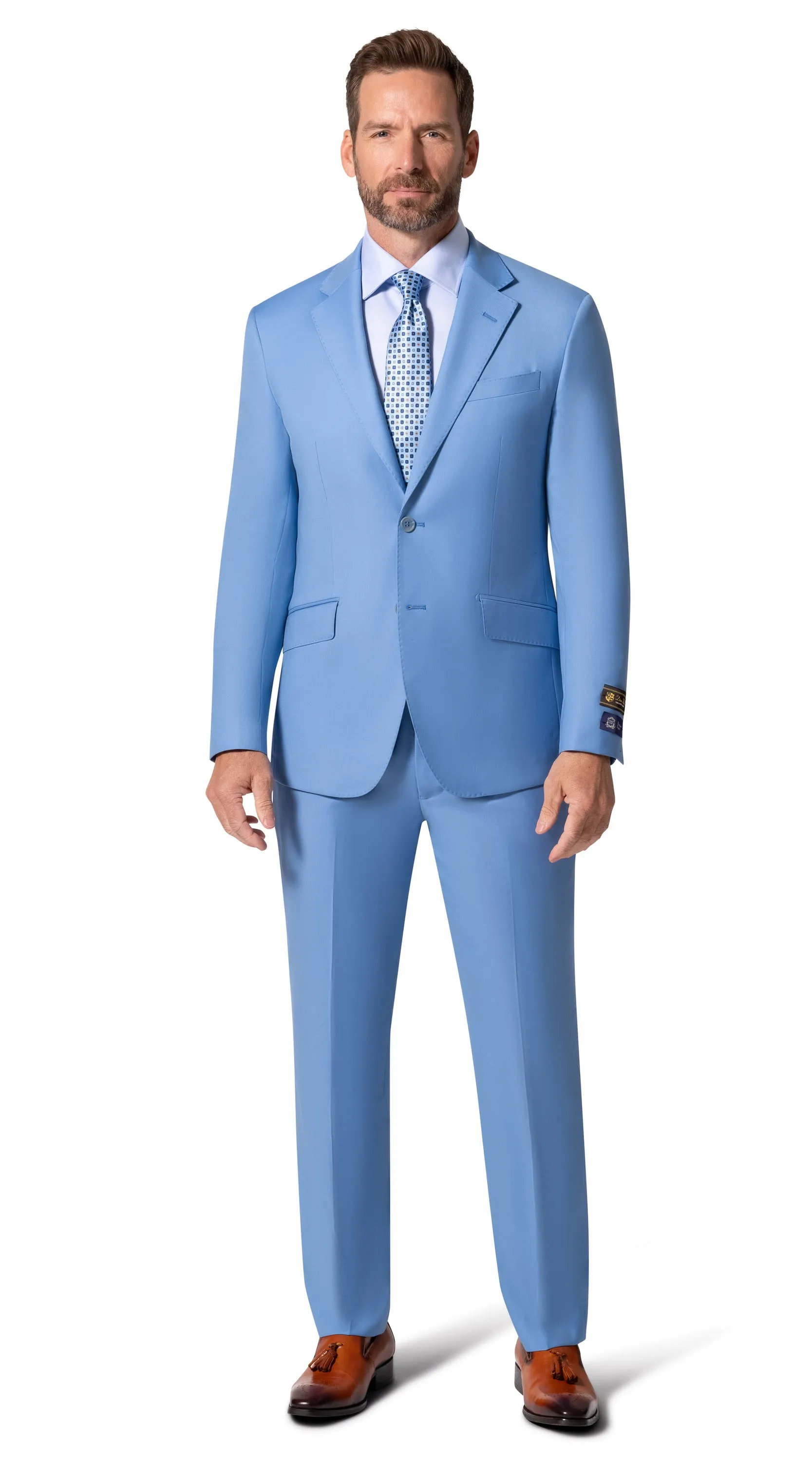 Bergamo Elegant - 10174.001 Wool Suit Slim - Blue high-end fashion
