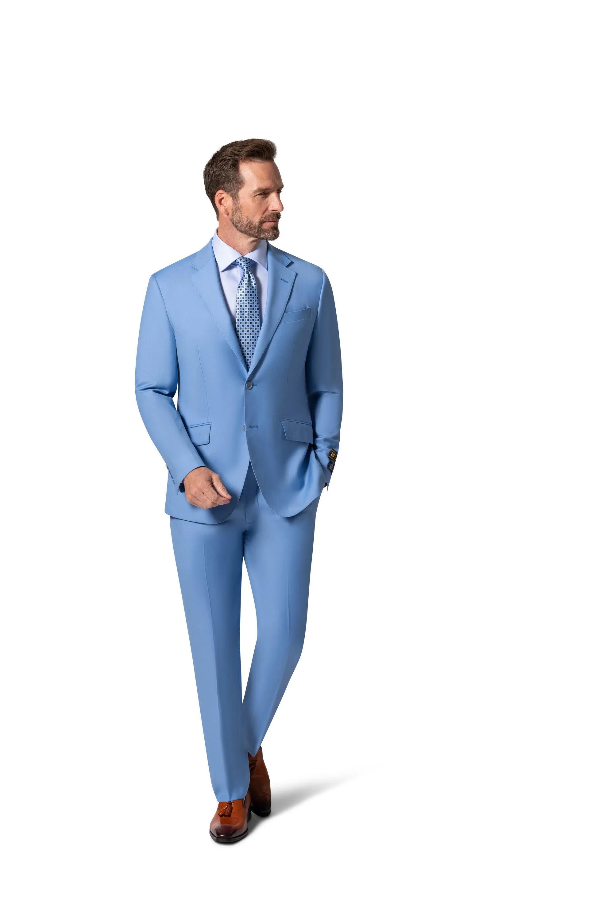Bergamo Elegant - 10174.001 Wool Suit Slim - Blue sleek silhouette