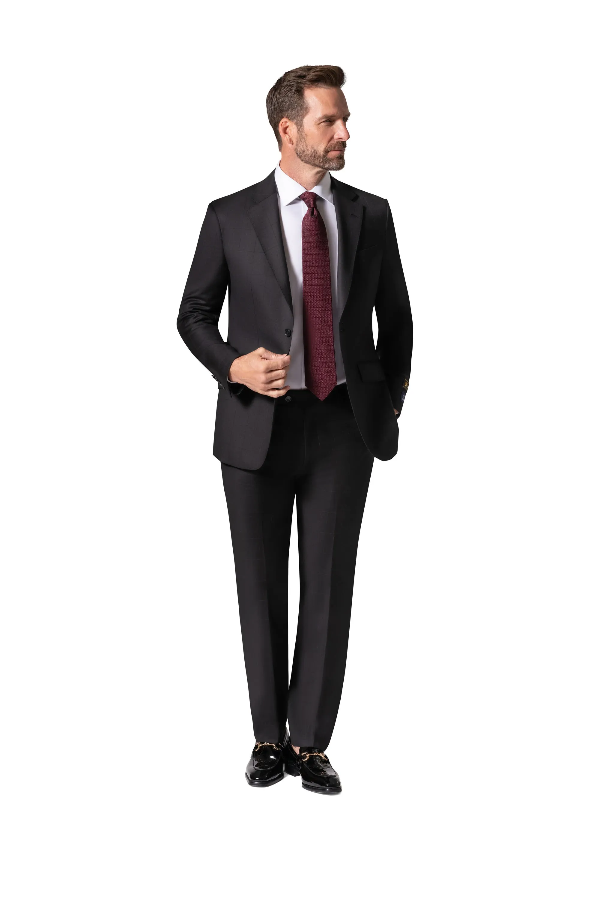 Bergamo Elegant - Faille Wool Solid Suit 10015.200 Modern Fit - Black style icon