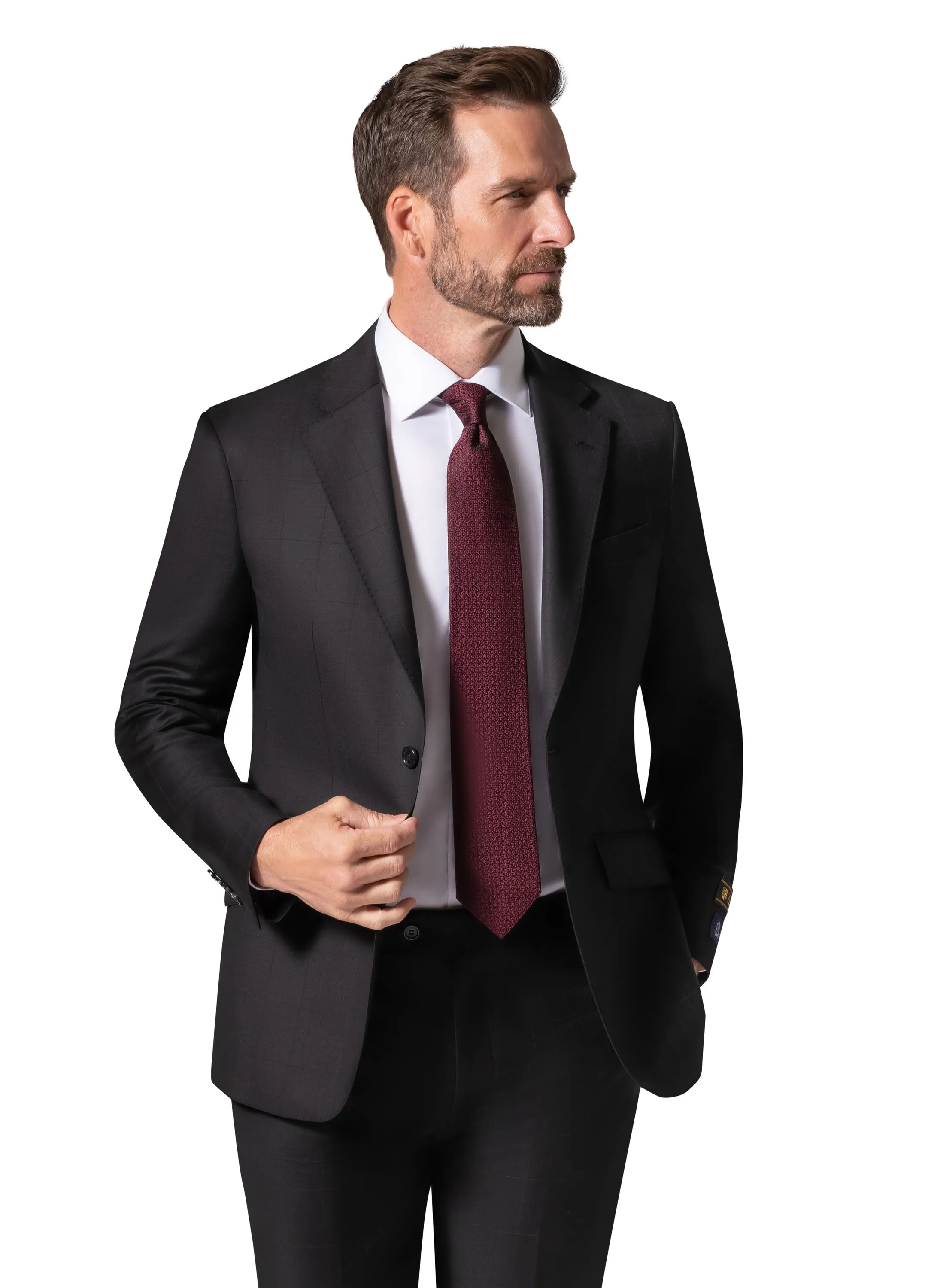 Bergamo Elegant - Faille Wool Solid Suit 10015.200 Slim Fit - Black sophisticated wear