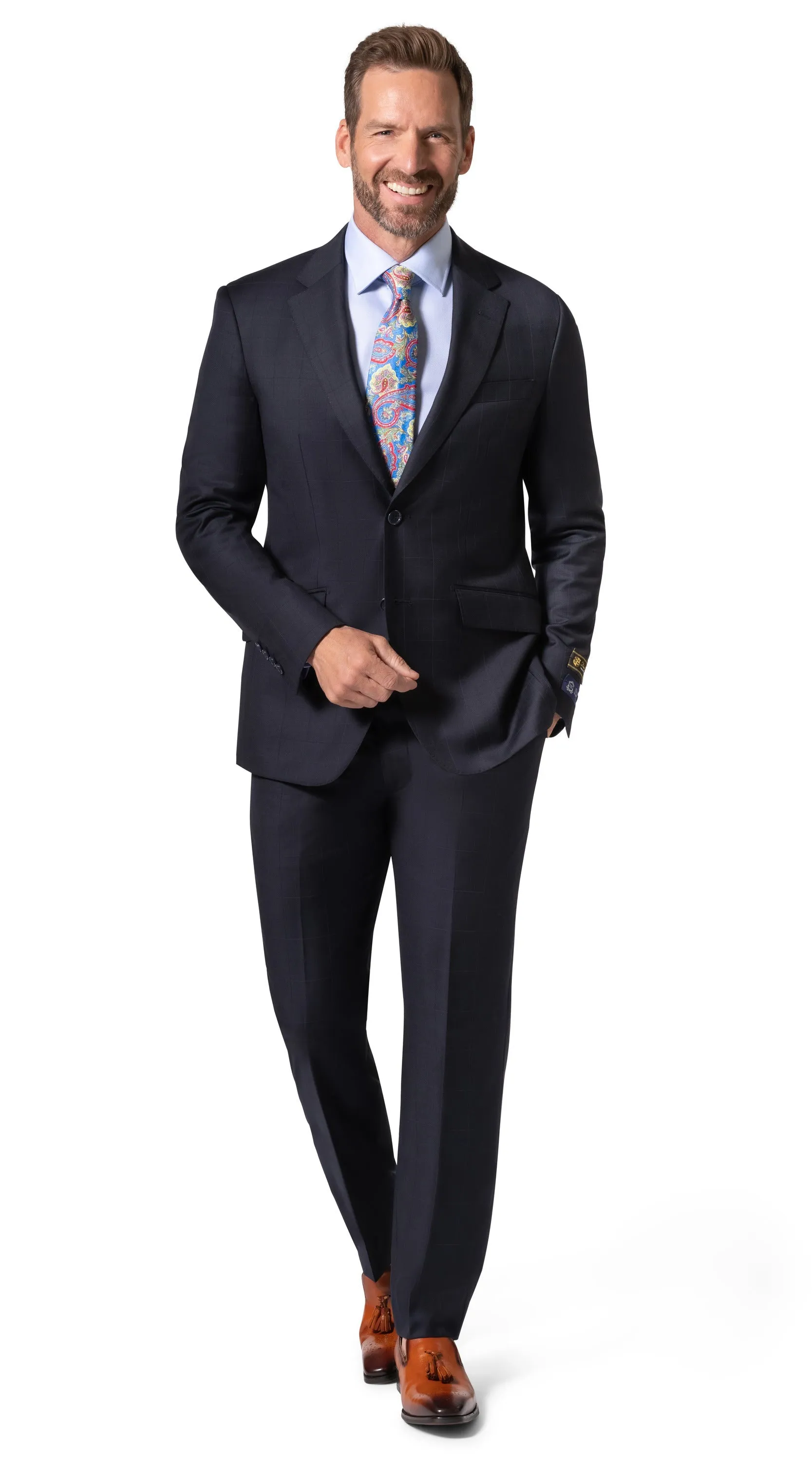 Bergamo Elegant - Faille Wool Solid Suit 10015.200 Slim Fit - Navy bridal party