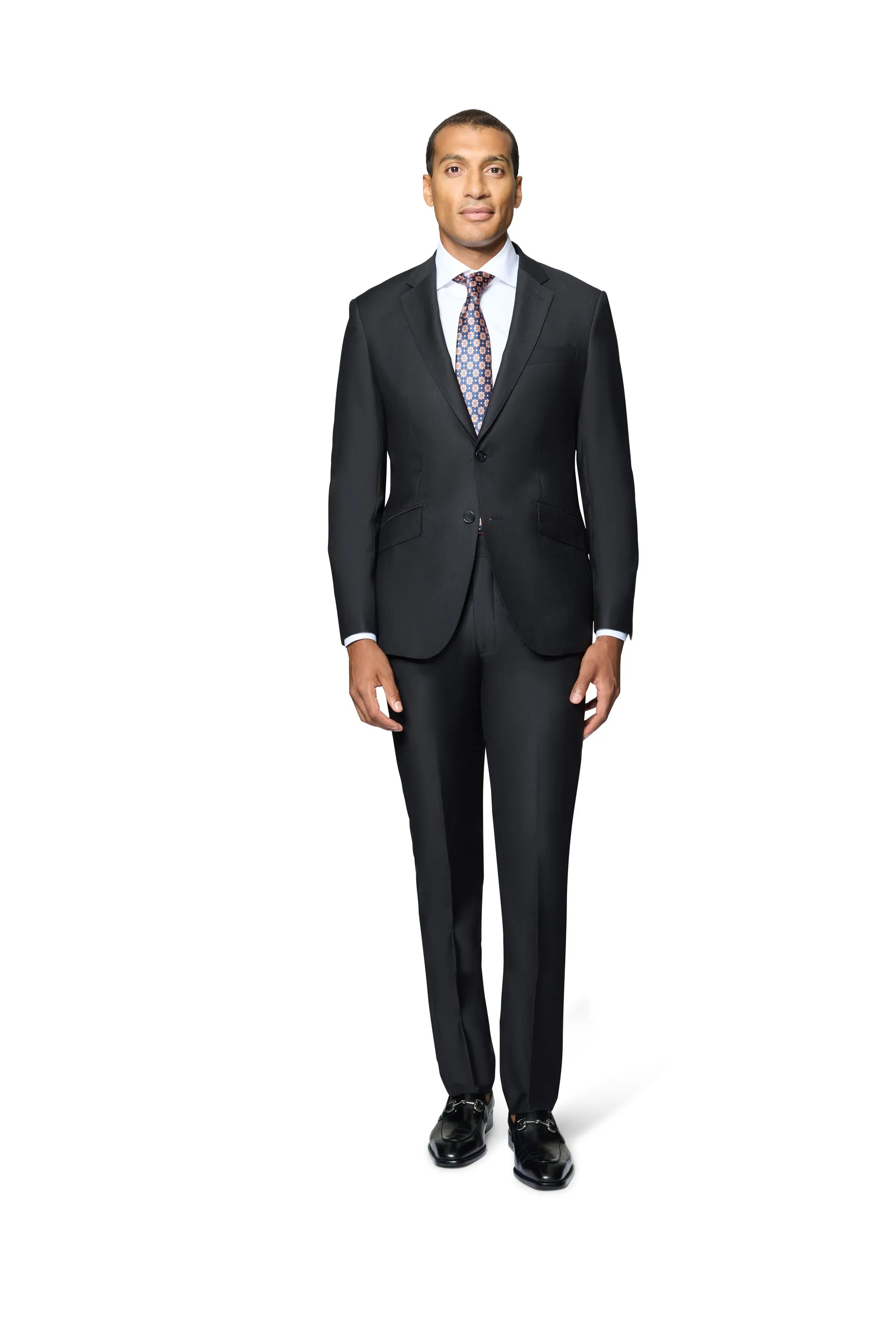 Bergamo Elegant - Faille Wool Solid Suit Modern - Black day event outfit