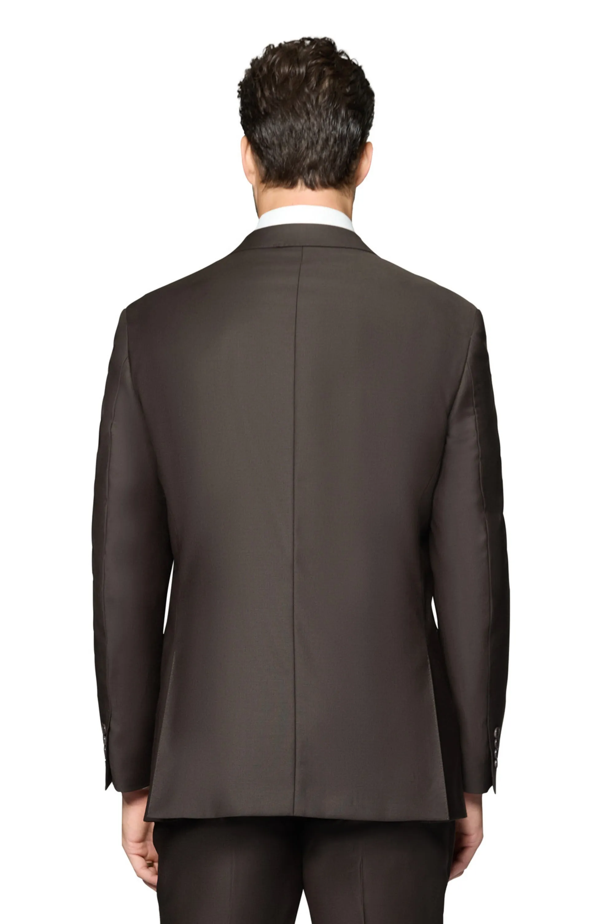 Bergamo Elegant - Faille Wool Solid Suit Modern - Dark Brown sharp fashion