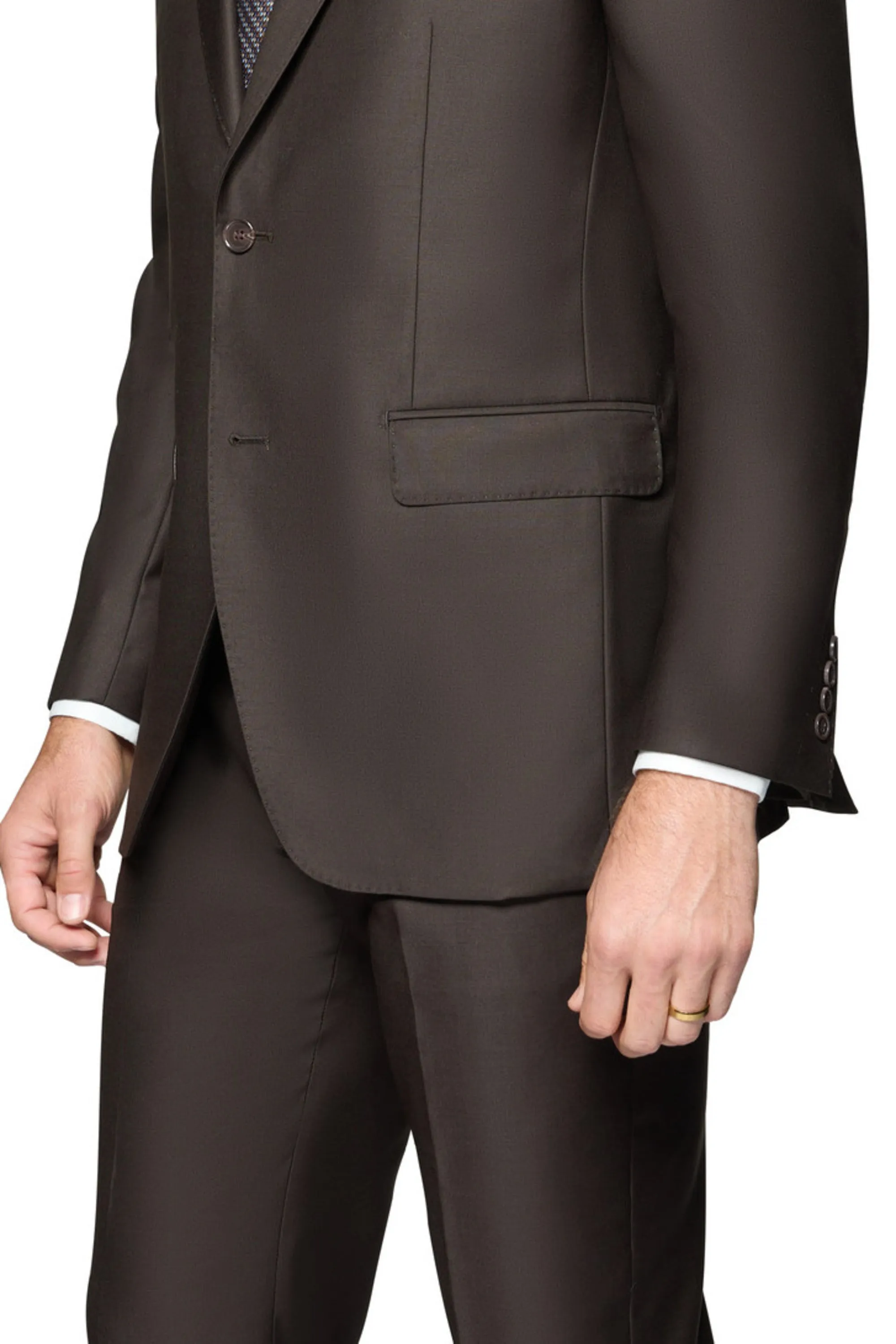 Bergamo Elegant - Faille Wool Solid Suit Modern - Dark Brown style statement