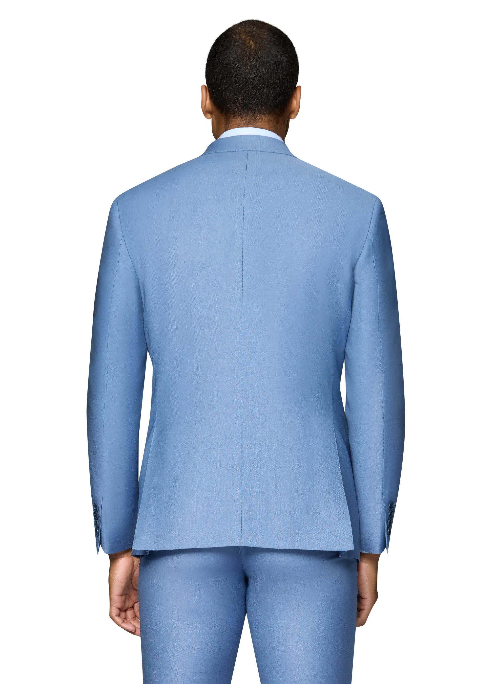Bergamo Elegant - Faille Wool Solid Suit Modern - Light Blue smart casual