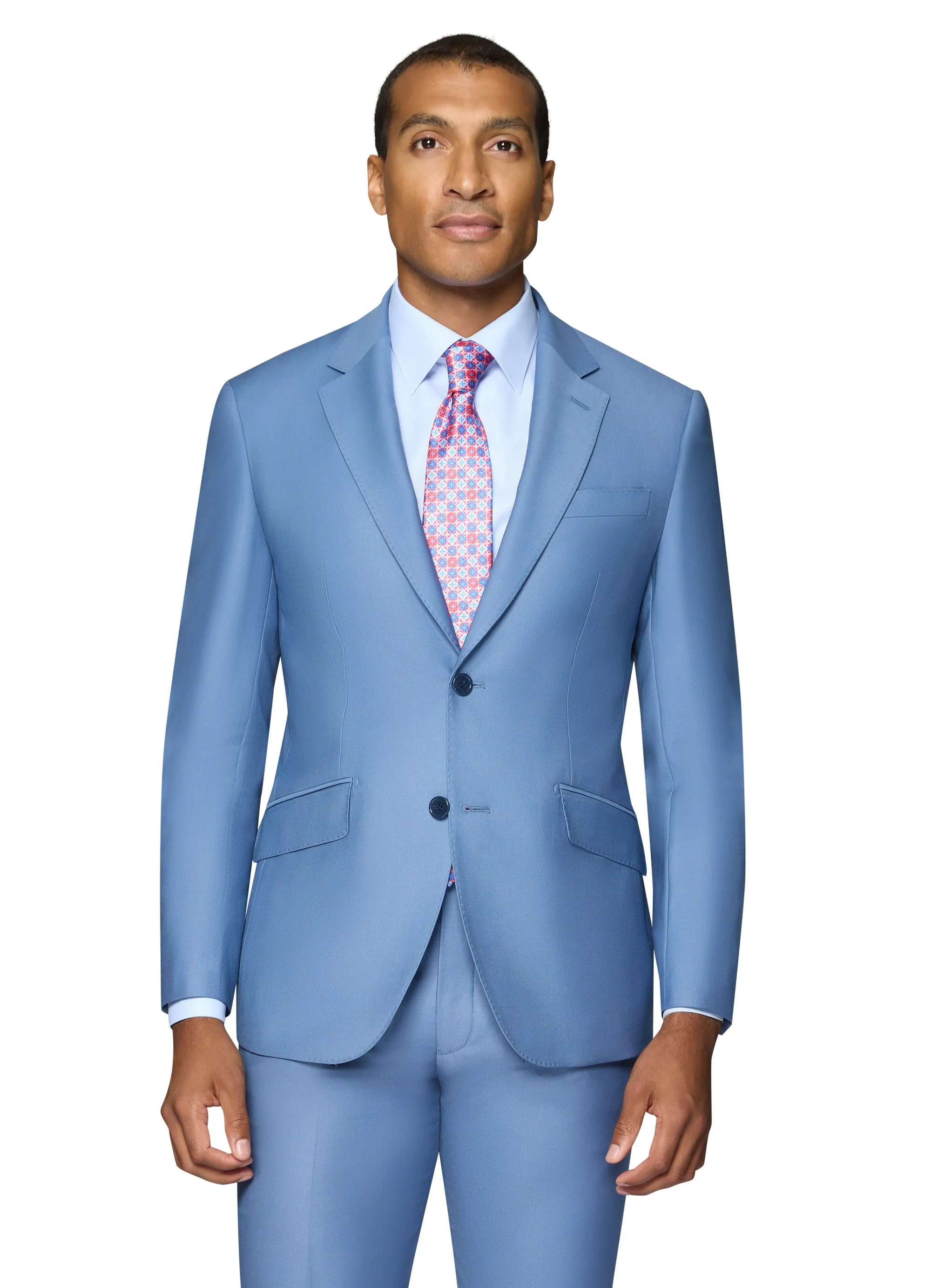 Bergamo Elegant - Faille Wool Solid Suit Modern - Light Blue cultural wear