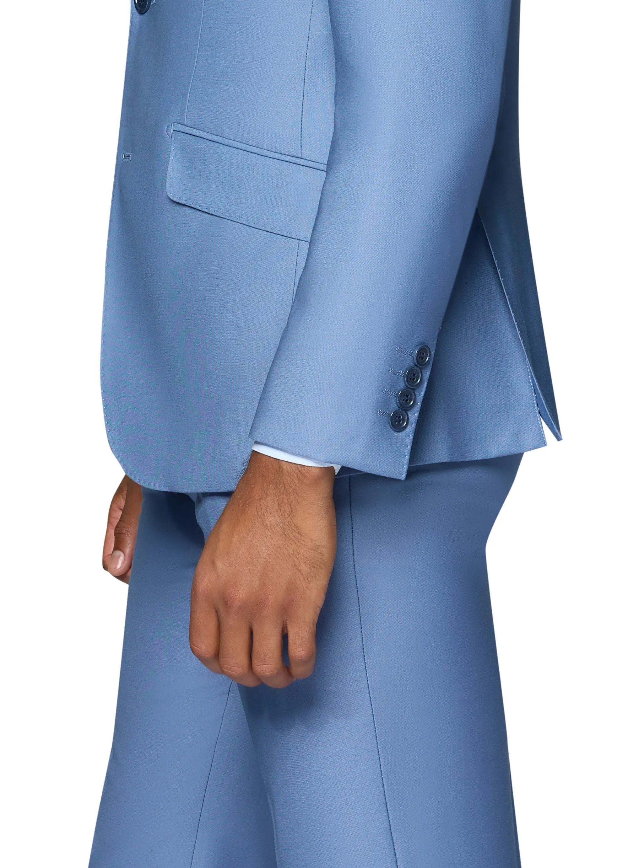 Bergamo Elegant - Faille Wool Solid Suit Modern - Light Blue photo session outfit