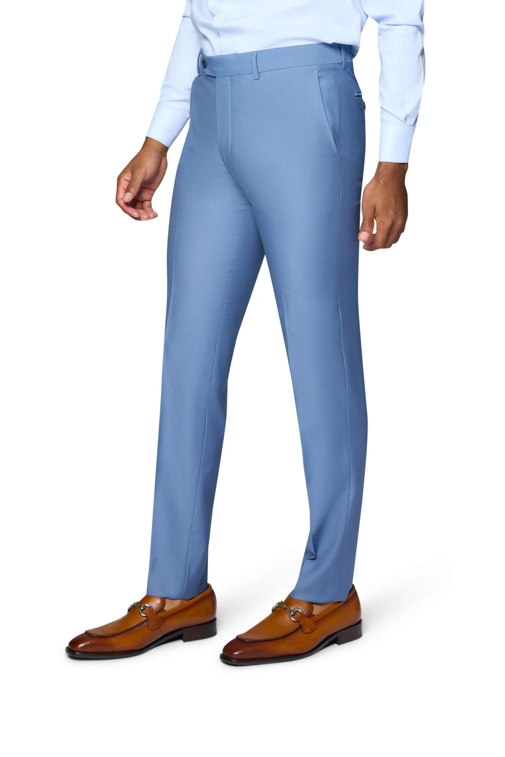 Bergamo Elegant - Faille Wool Solid Suit Modern - Light Blue cultural attire