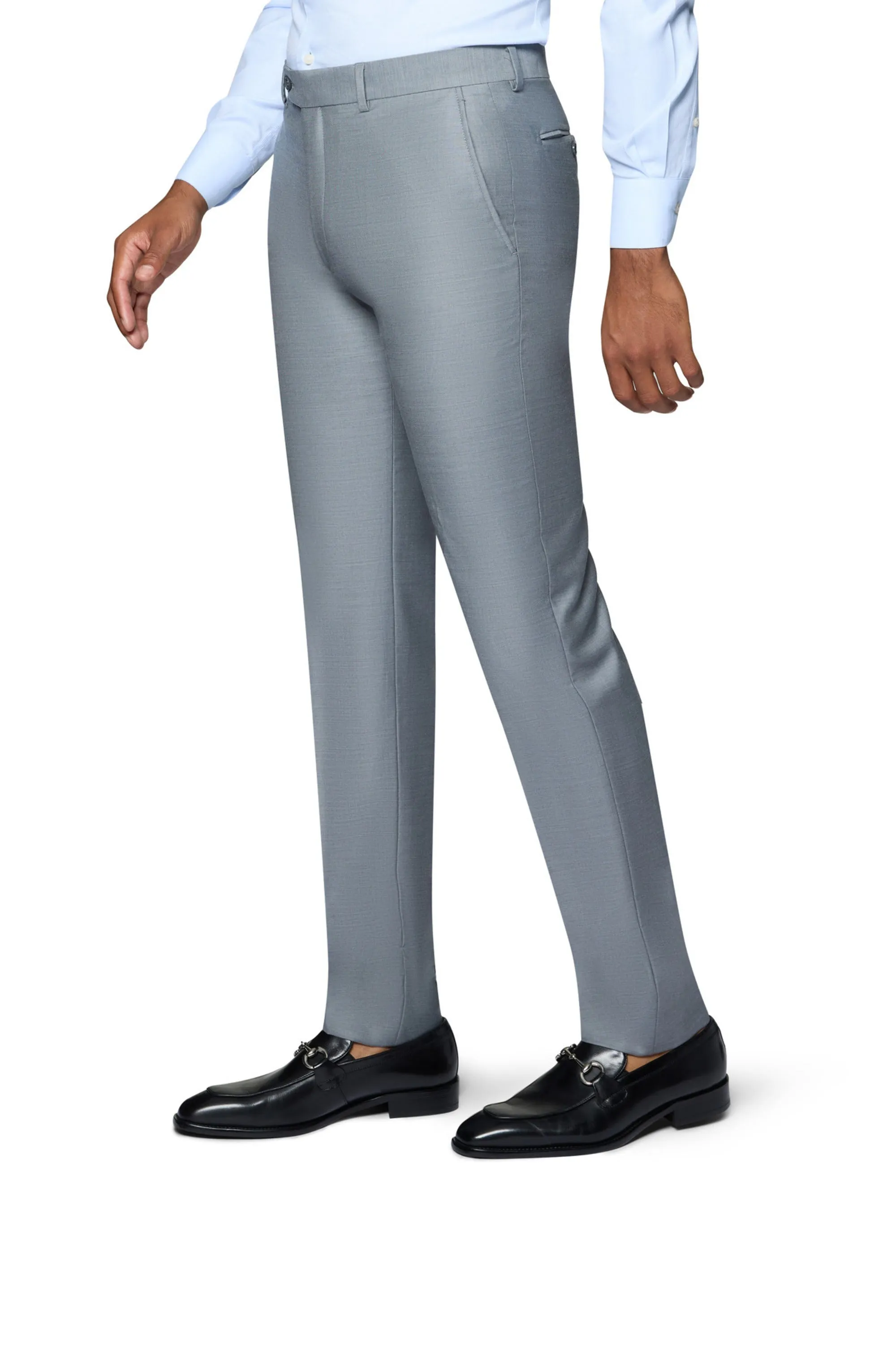 Bergamo Elegant - Faille Wool Solid Suit Modern - Medium Grey professional style