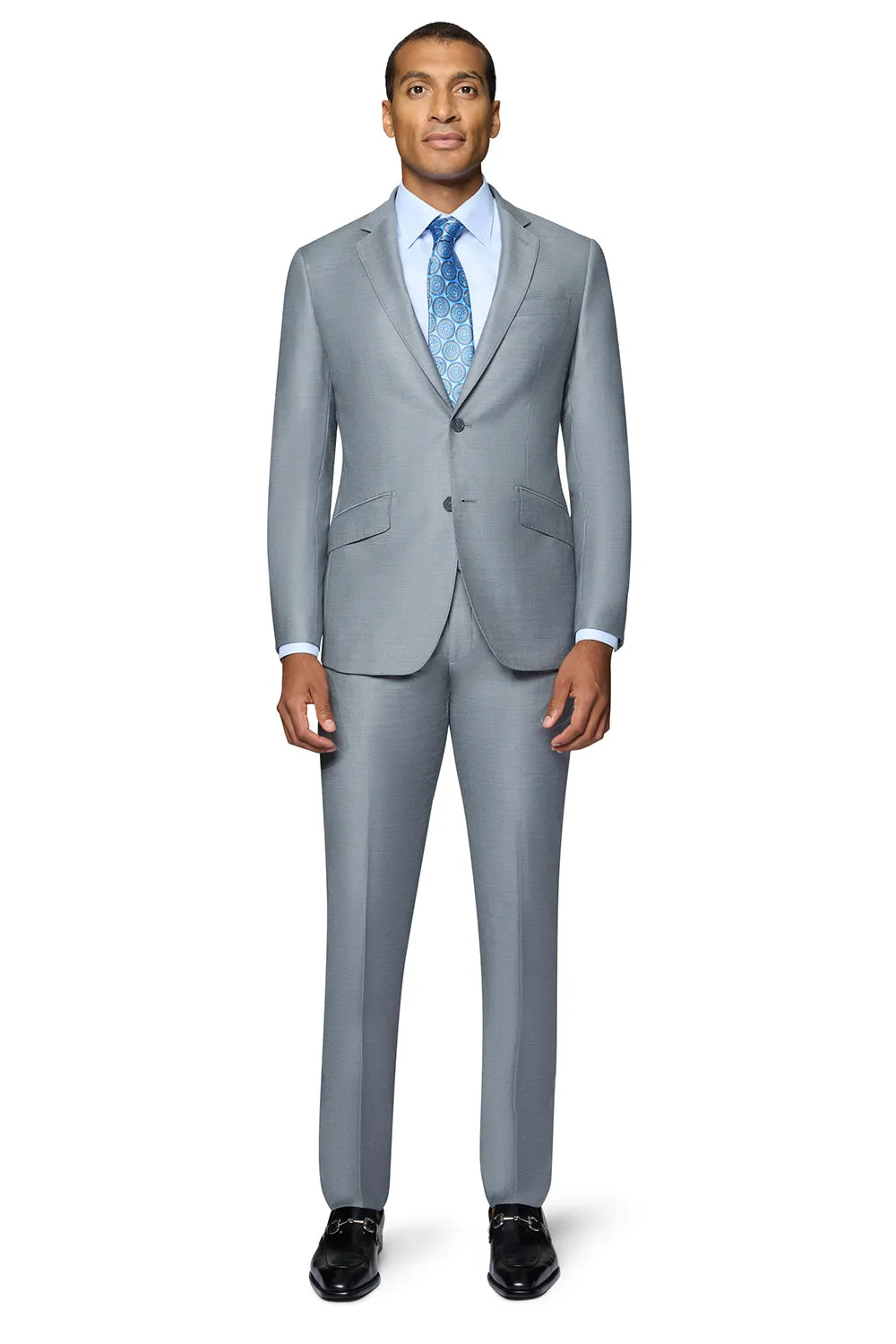 Bergamo Elegant - Faille Wool Solid Suit Modern - Medium Grey traditional wear