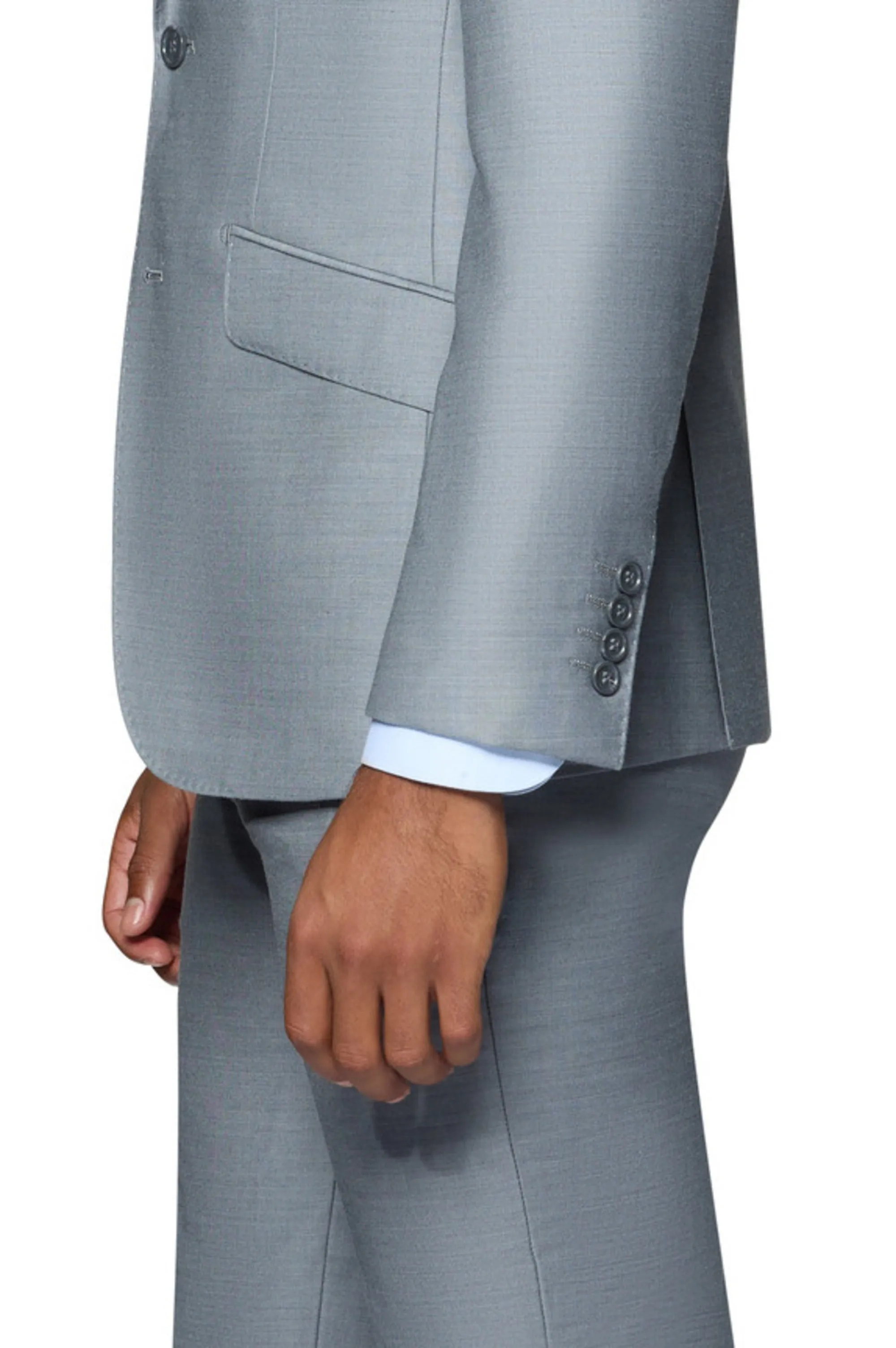 Bergamo Elegant - Faille Wool Solid Suit Modern - Medium Grey slim pants