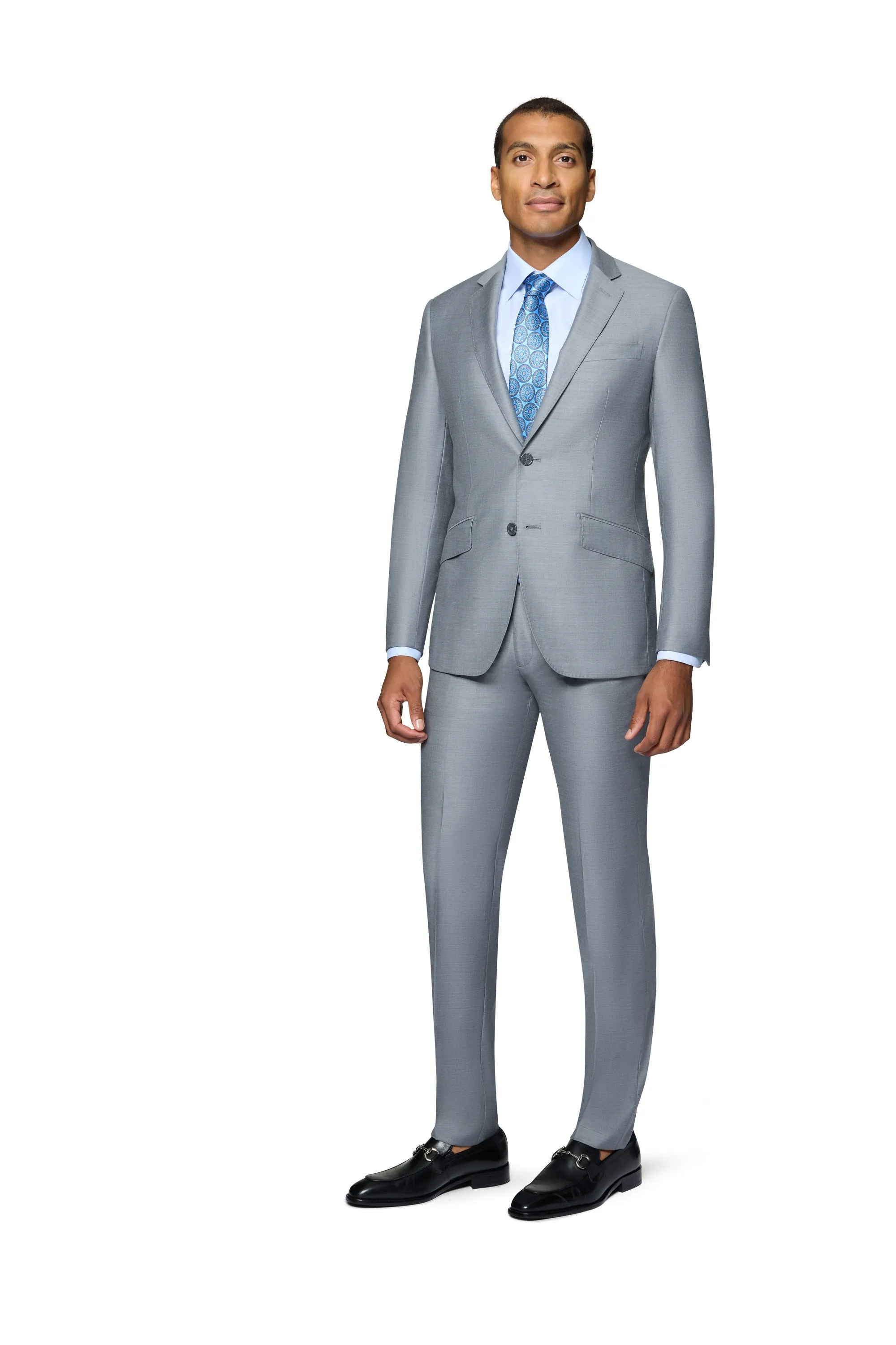 Bergamo Elegant - Faille Wool Solid Suit Modern - Medium Grey evening ensemble