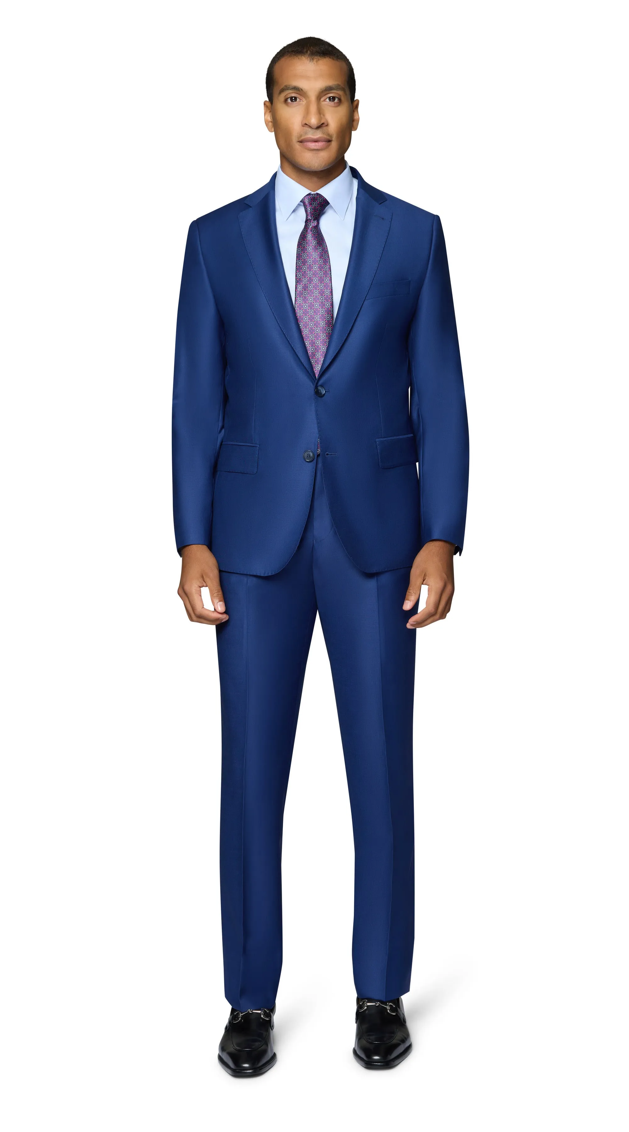 Bergamo Elegant - Faille Wool Solid Suit Modern - New Blue bespoke clothing