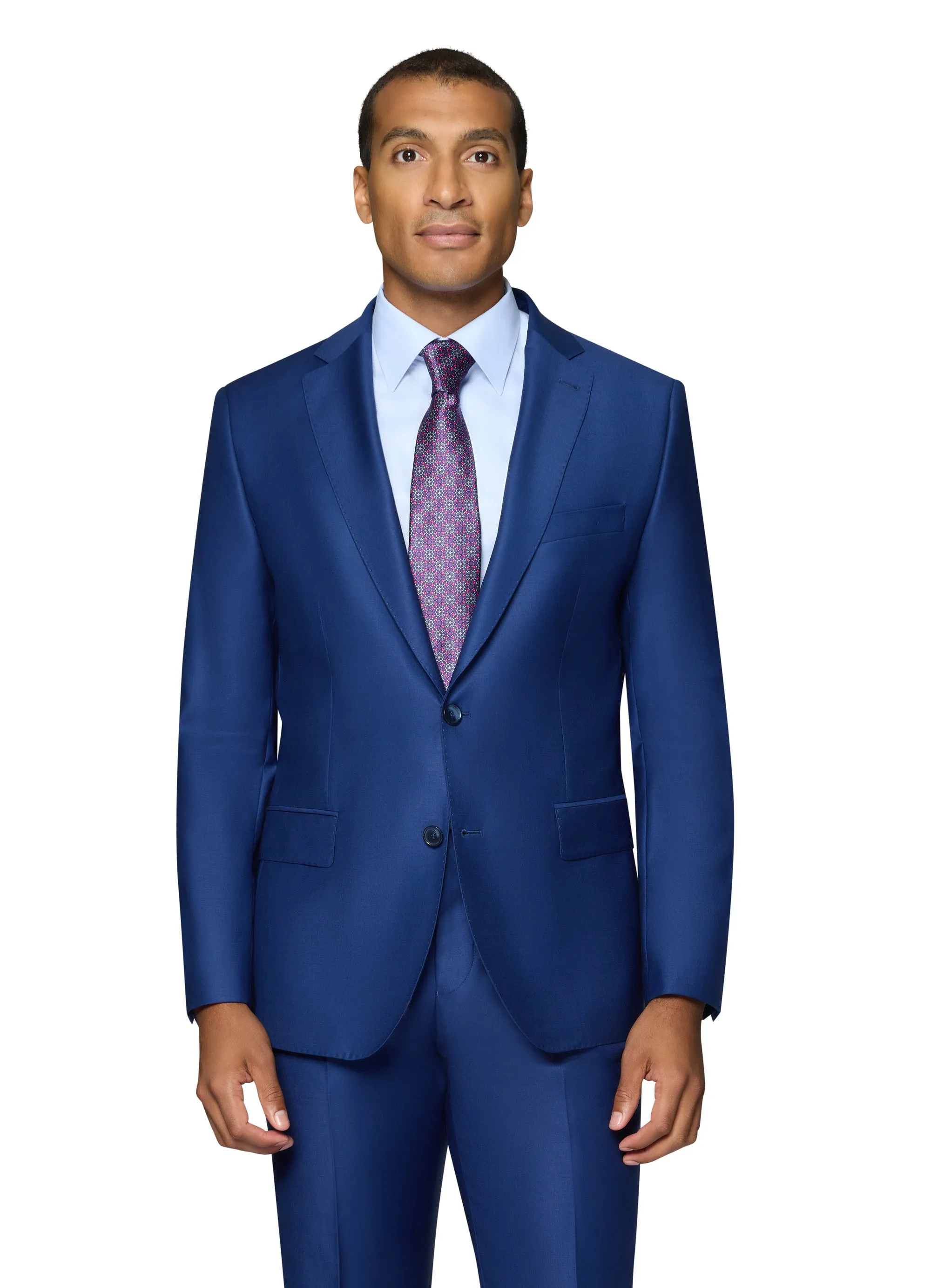 Bergamo Elegant - Faille Wool Solid Suit Modern - New Blue evening wear