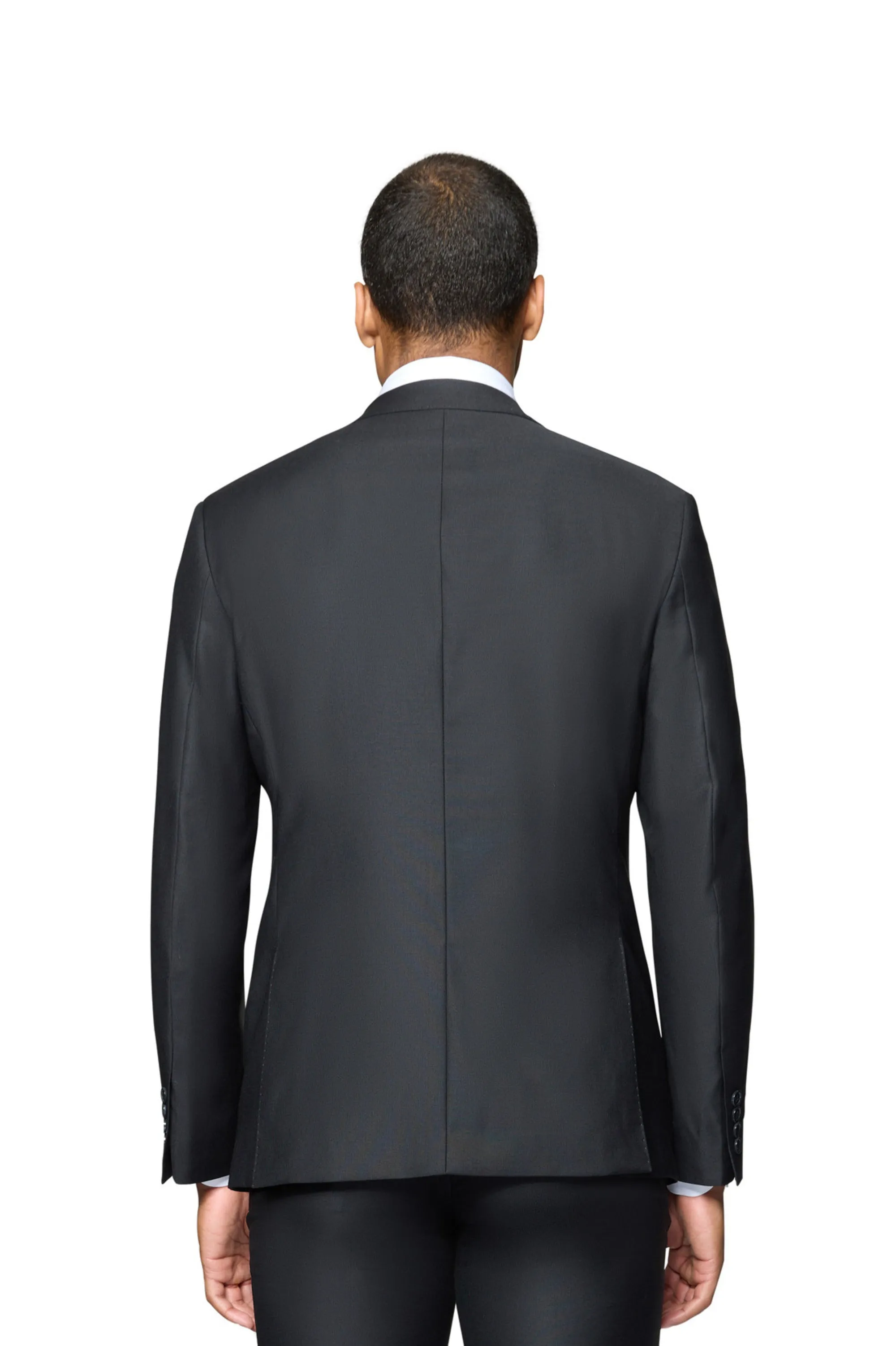 Bergamo Elegant - Faille Wool Solid Suit Slim - Black tailored look