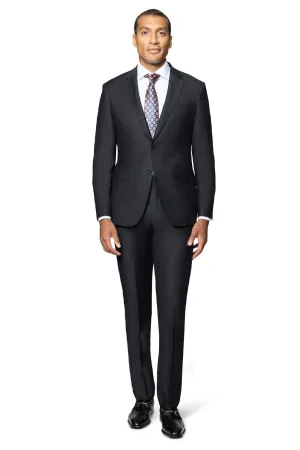 Bergamo Elegant - Faille Wool Solid Suit Slim - Black modern classic