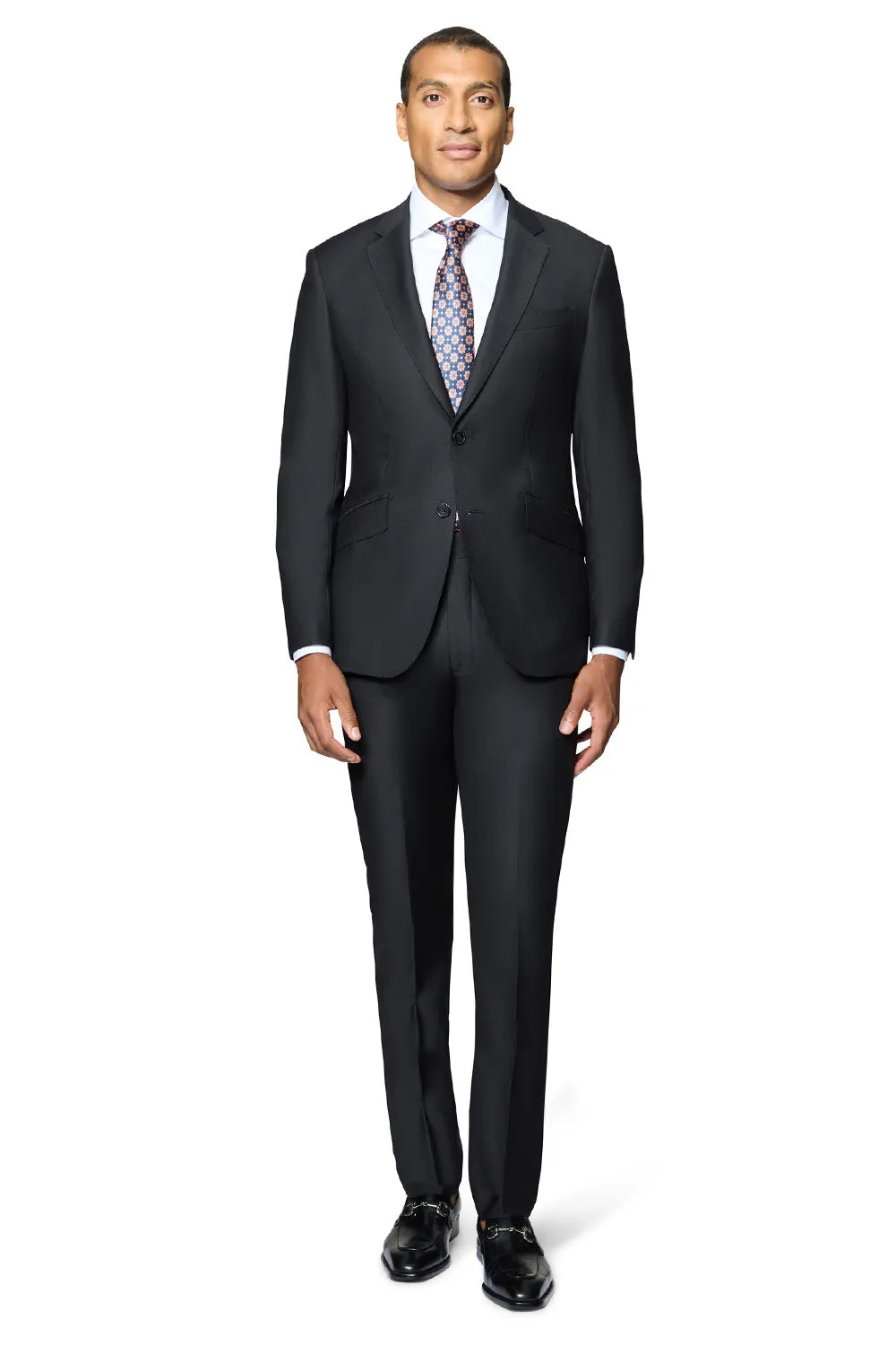 Bergamo Elegant - Faille Wool Solid Suit Slim - Black modern classic