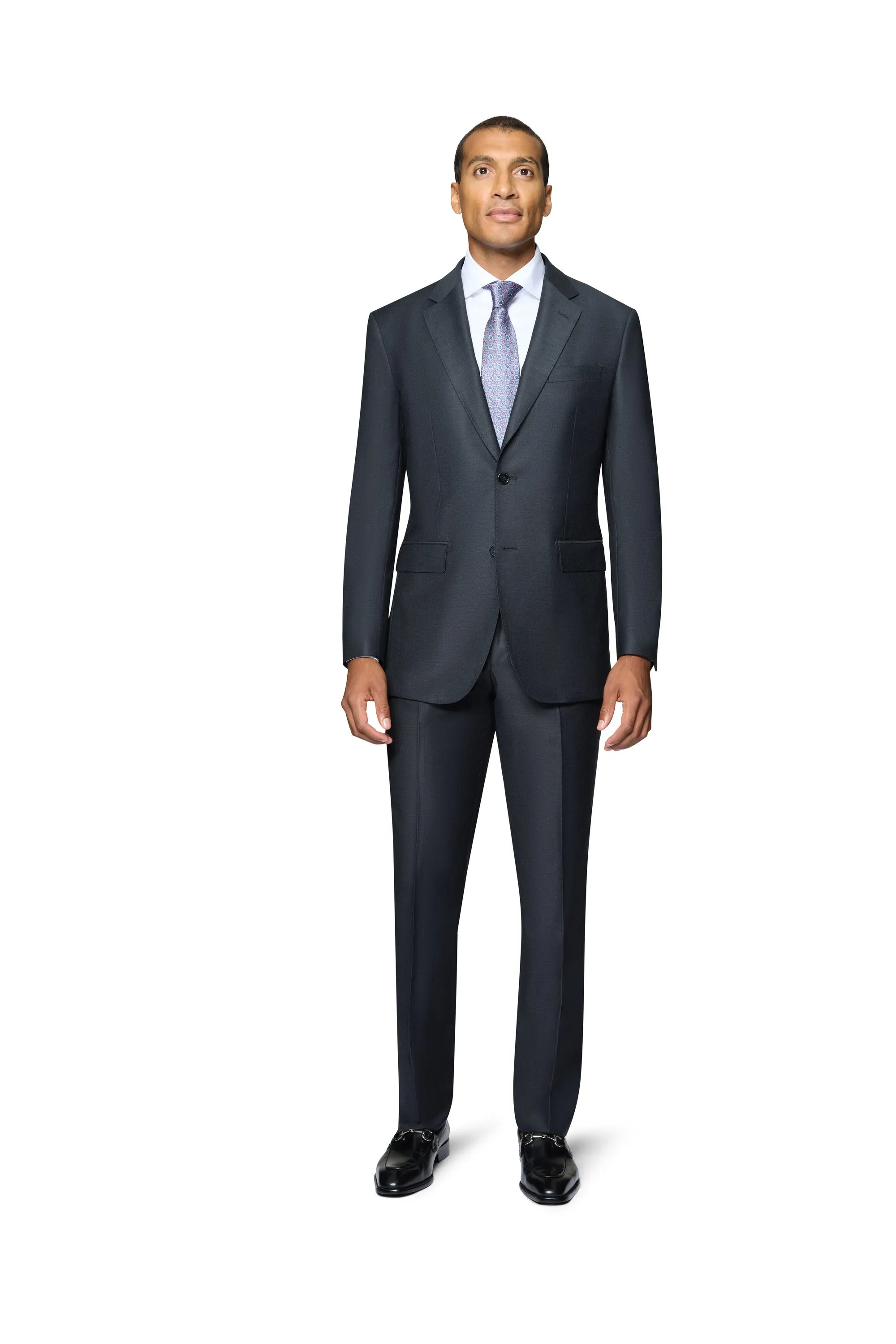 Bergamo Elegant - Faille Wool Solid Suit Slim - Charcoal comfortable fabric