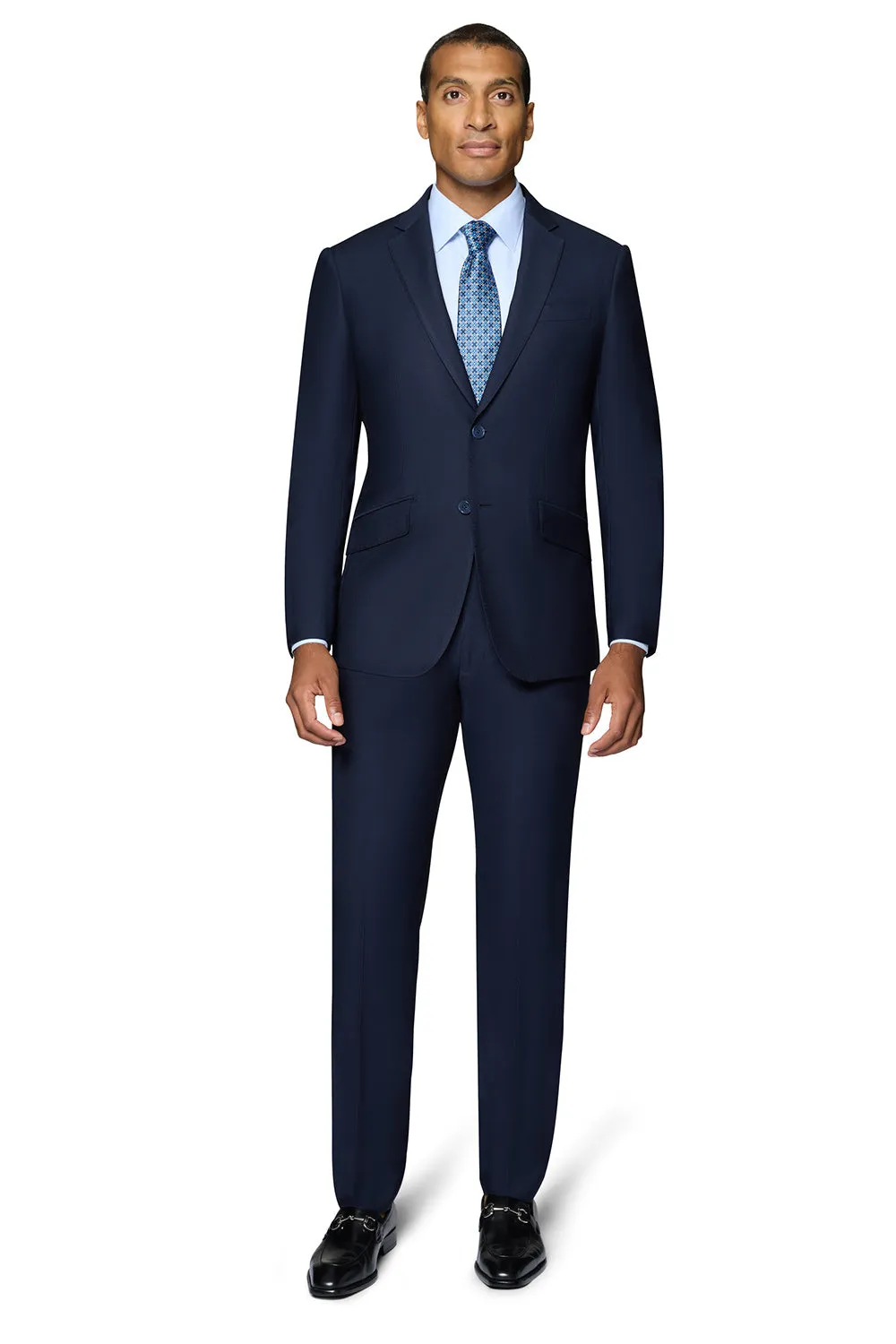 Bergamo Elegant - Faille Wool Solid Suit Slim - Navy photo shoot look
