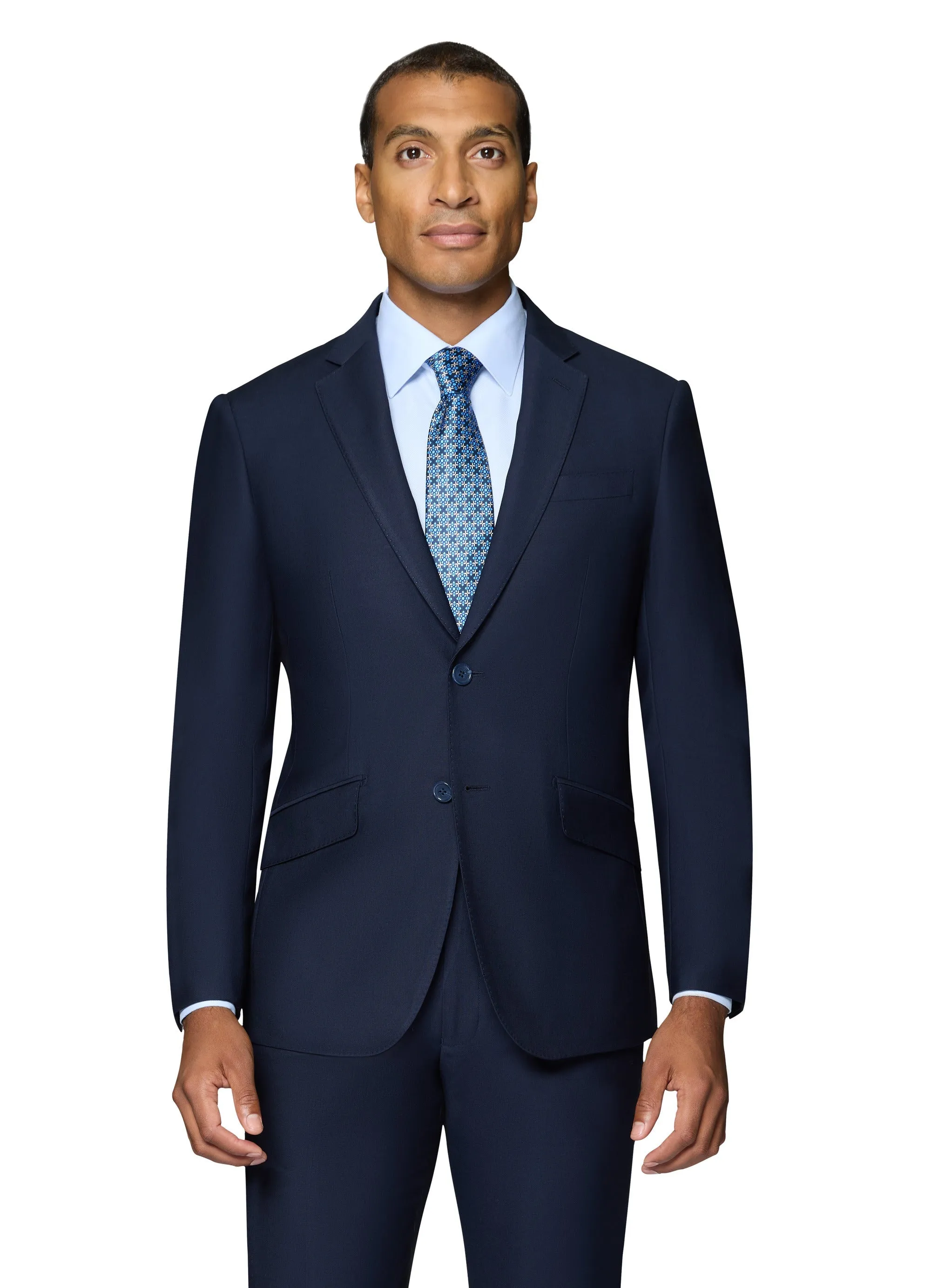 Bergamo Elegant - Faille Wool Solid Suit Slim - Navy classic party look