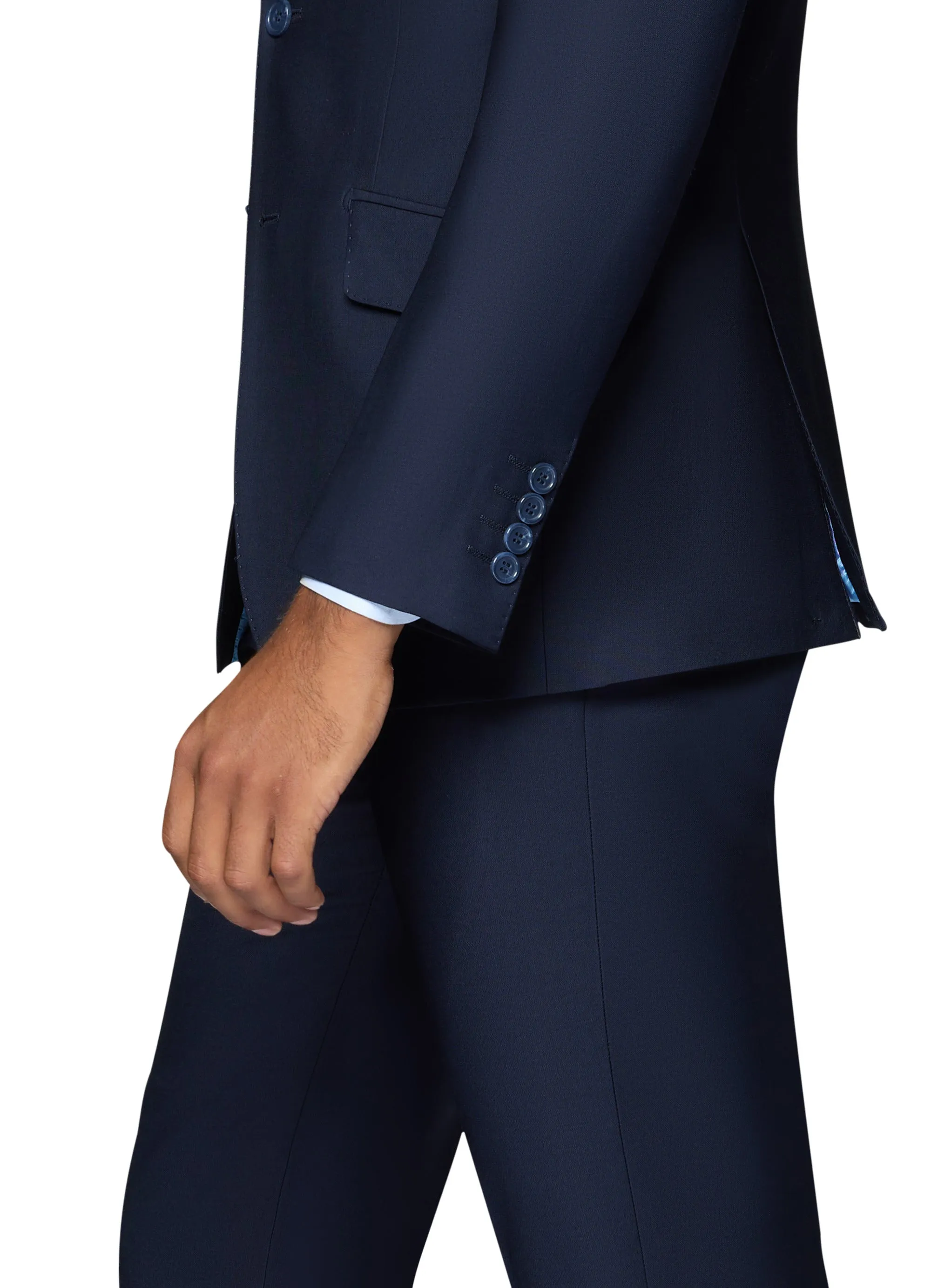 Bergamo Elegant - Faille Wool Solid Suit Slim - Navy evening ensemble