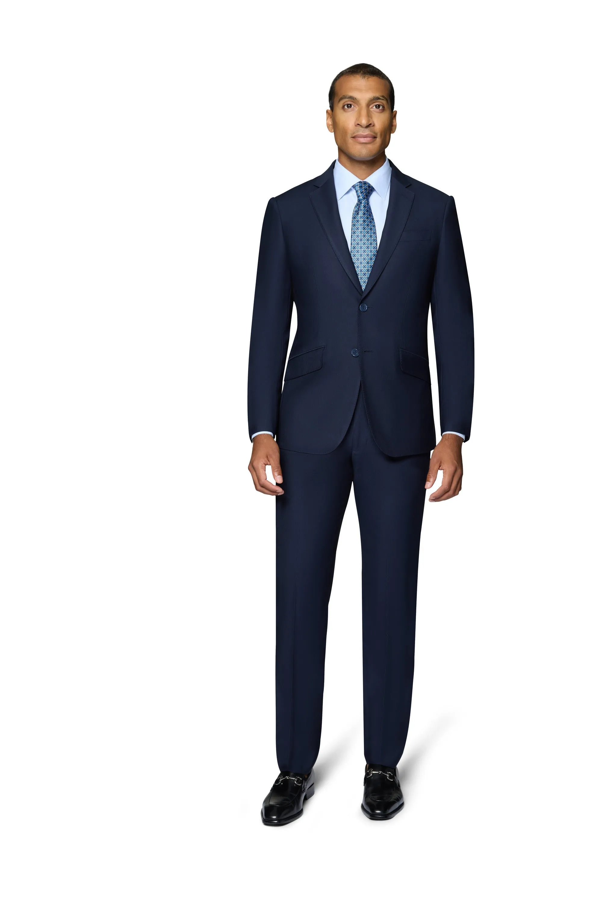 Bergamo Elegant - Faille Wool Solid Suit Slim - Navy formal dress code