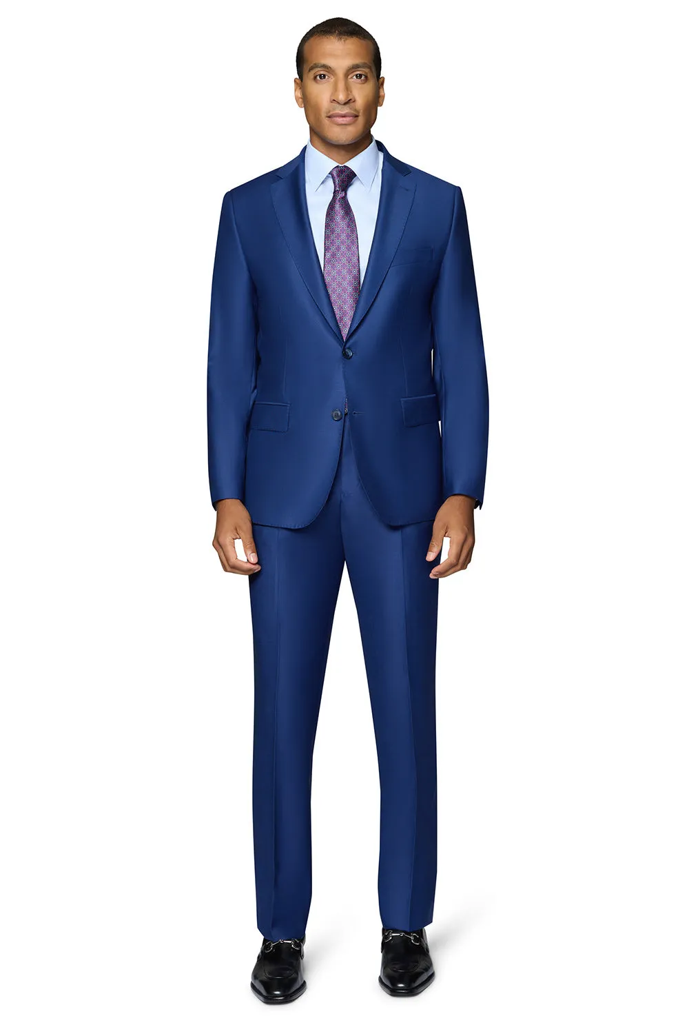 Bergamo Elegant - Faille Wool Solid Suit Slim - New Blue bridal look