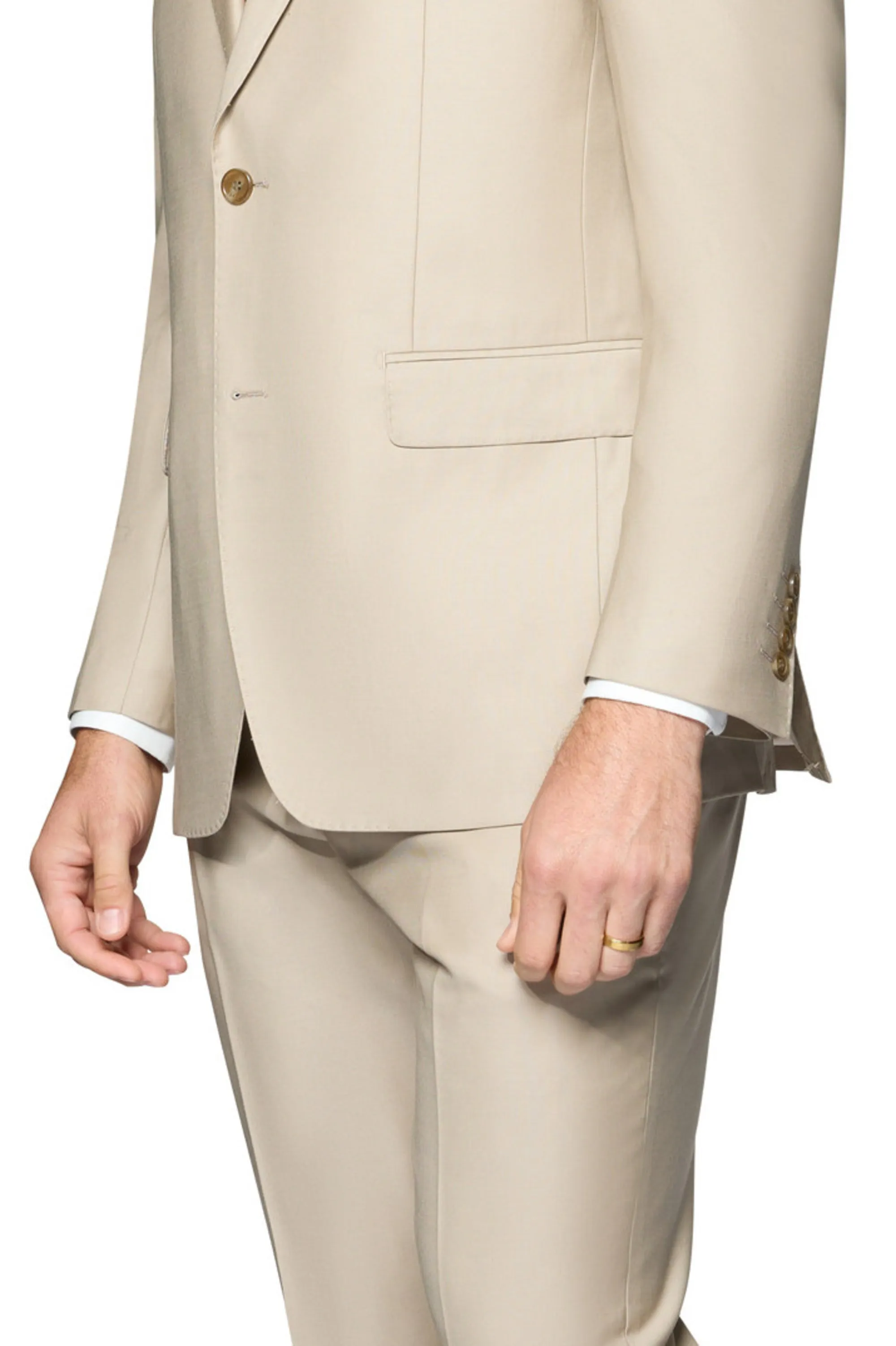 Bergamo Elegant - Faille Wool Solid Suit Slim - Tan premium fit