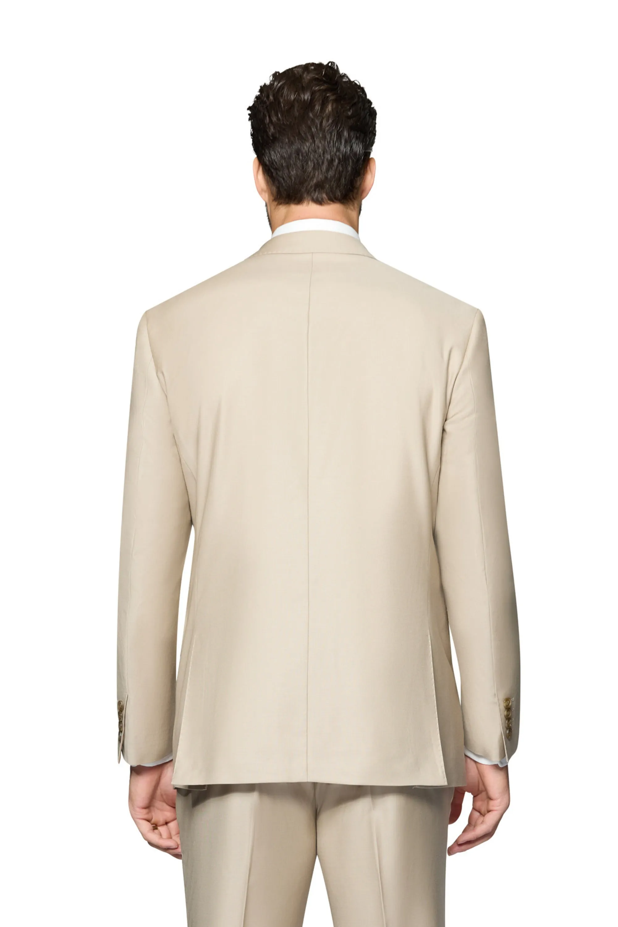 Bergamo Elegant - Faille Wool Solid Suit Slim - Tan traditional ensemble