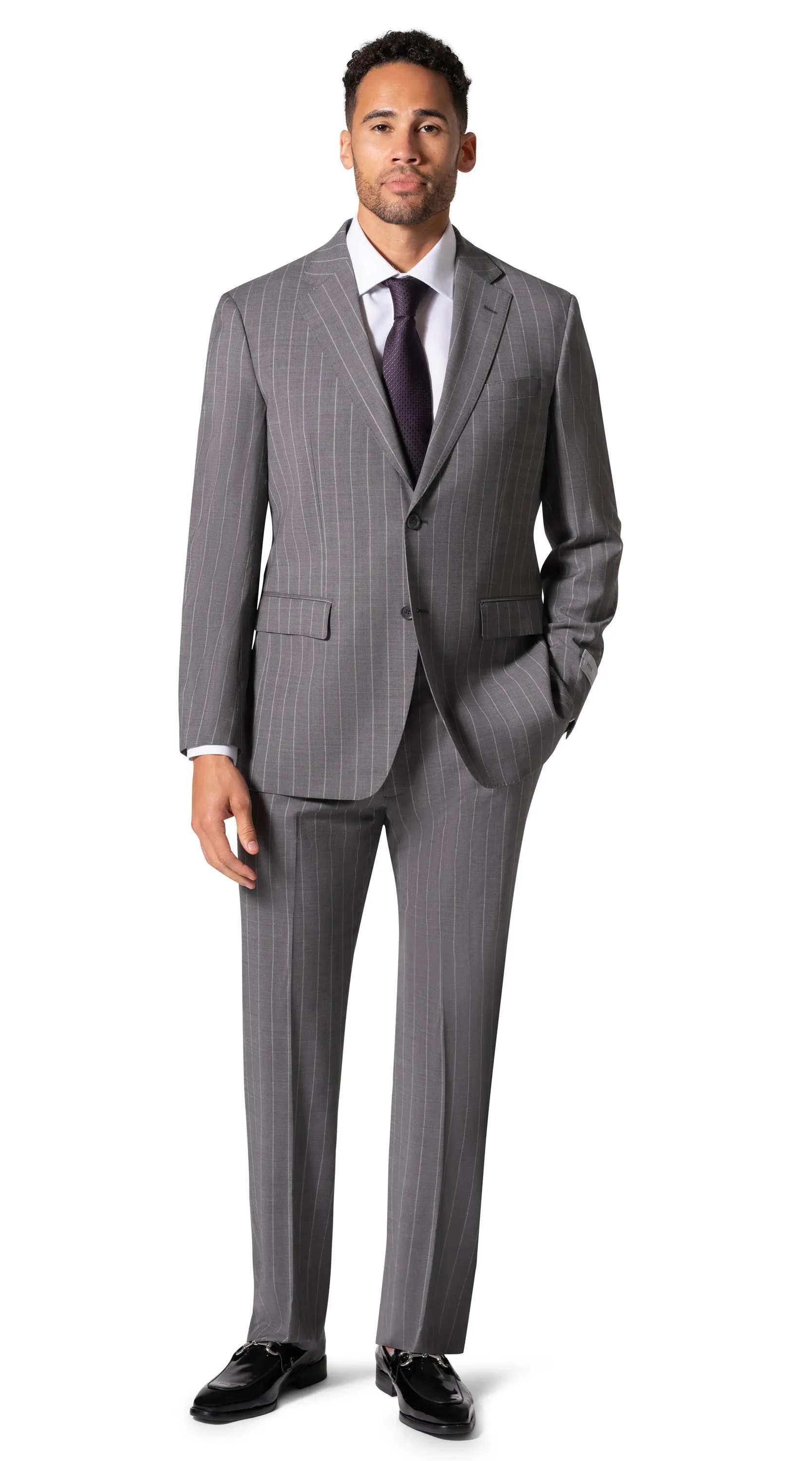 Bergamo Elegant Reda Flexo |  705.200 Modern Fit Suit - Grey fitted jacket