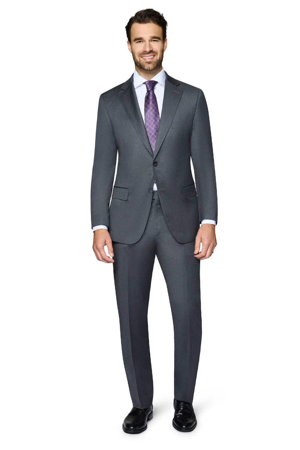 Bergamo Elegant - Reda | Modern 2-Piece Notch Solid Charcoal Suit wedding party