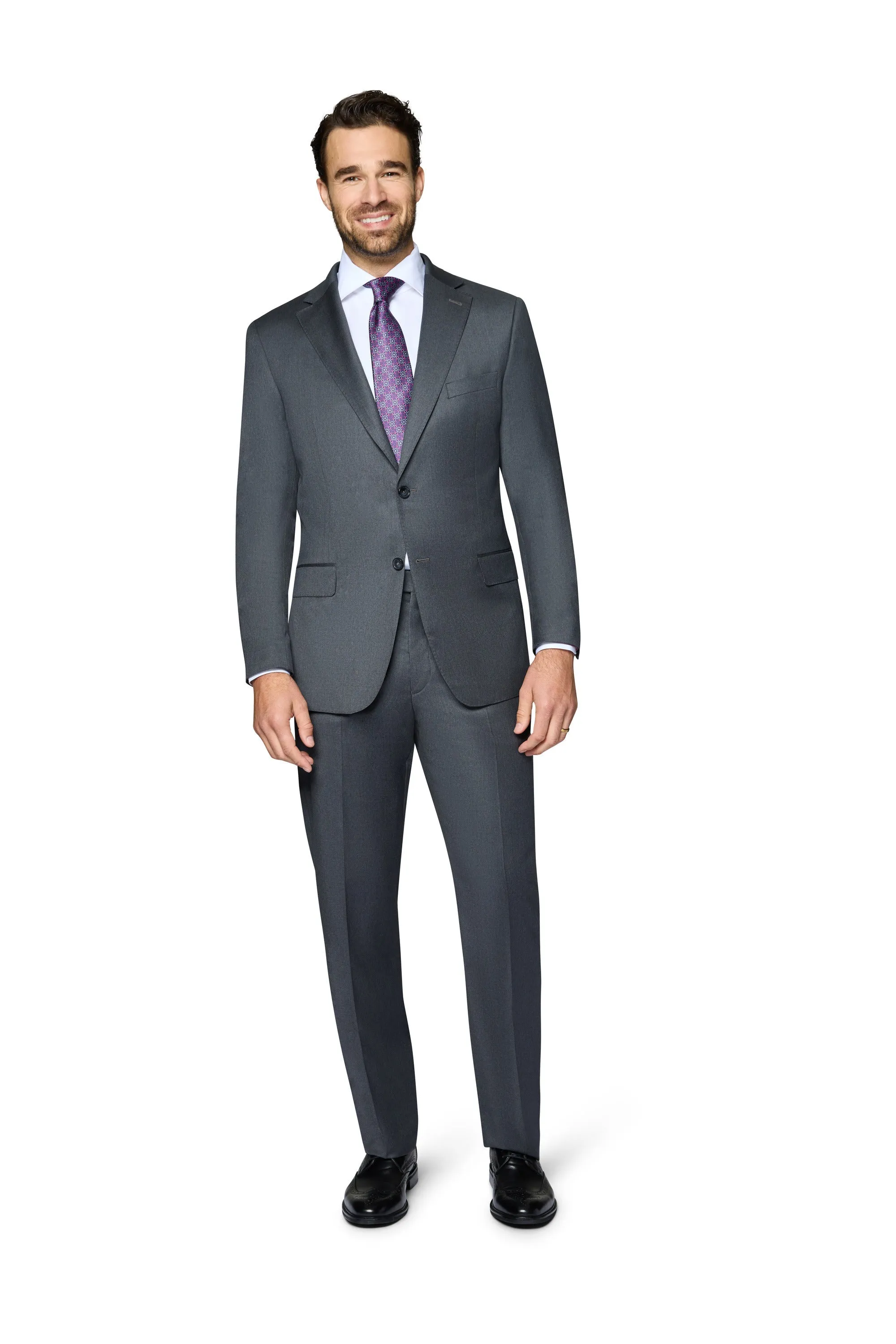 Bergamo Elegant - Reda | Modern 2-Piece Notch Solid Charcoal Suit luxury style