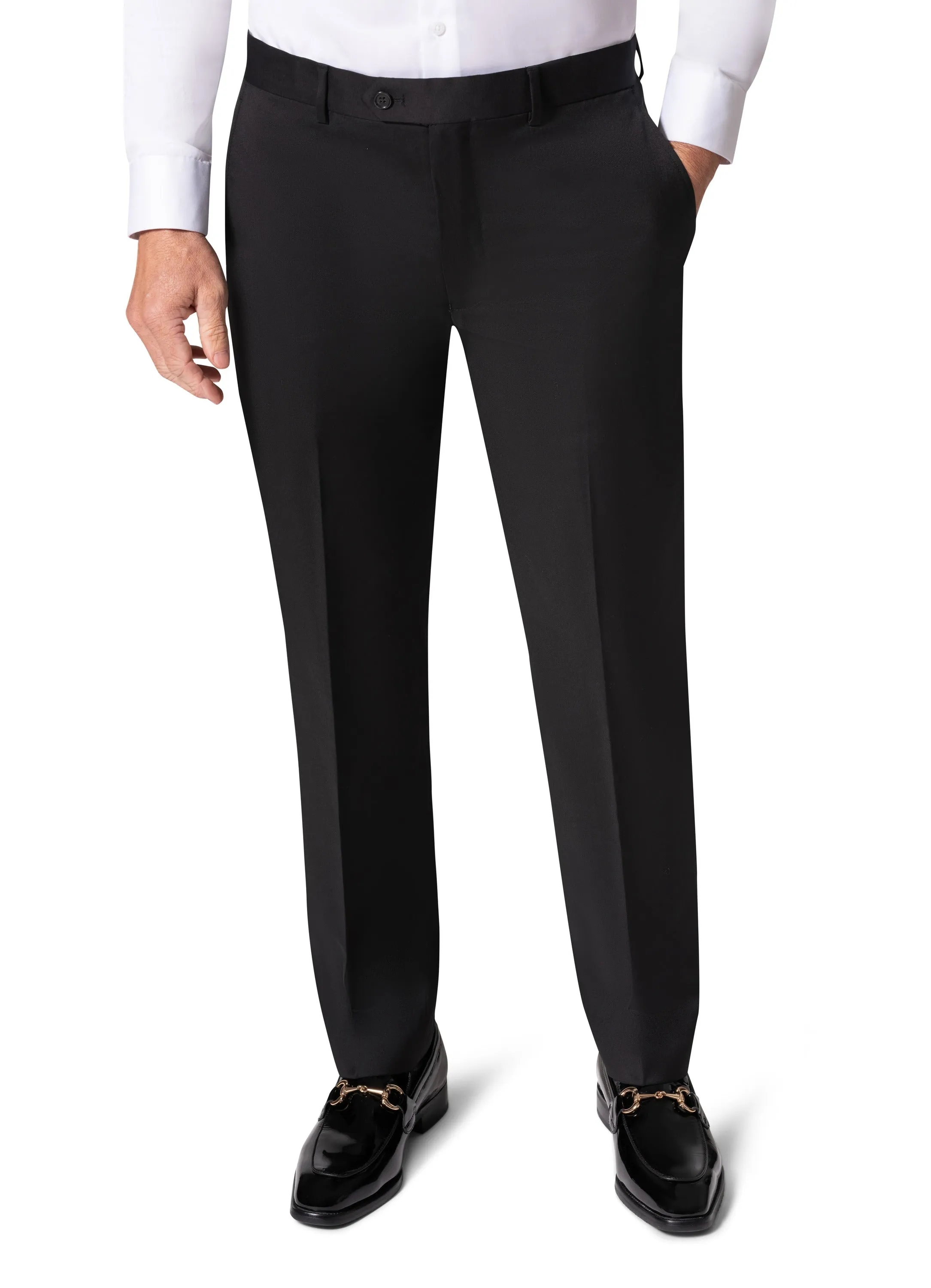 Bergamo Elegant - Reda | Modern Fit 2-Piece Solid Suit - Black polished look