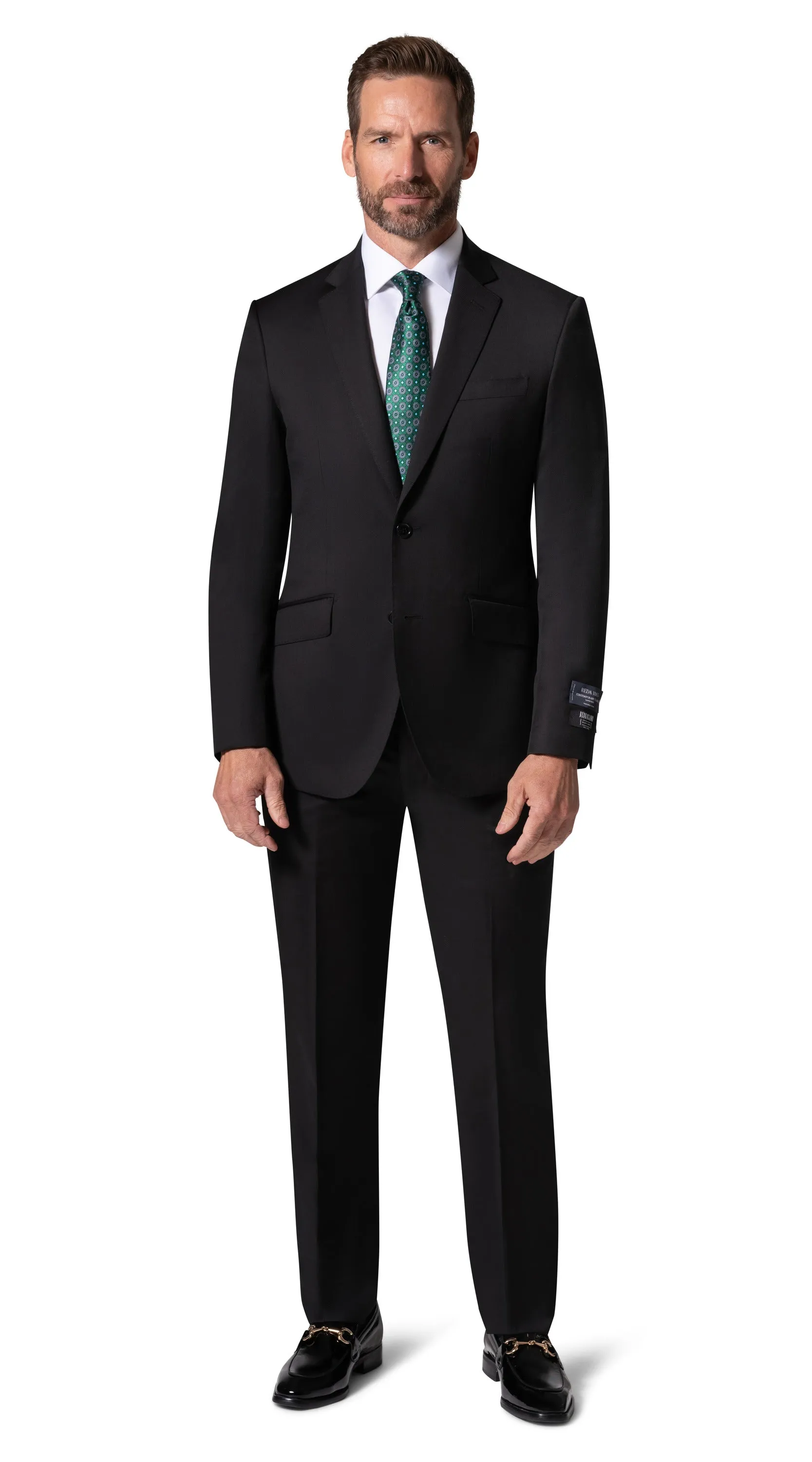 Bergamo Elegant - Reda | Modern Fit 2-Piece Solid Suit - Black dapper outfit